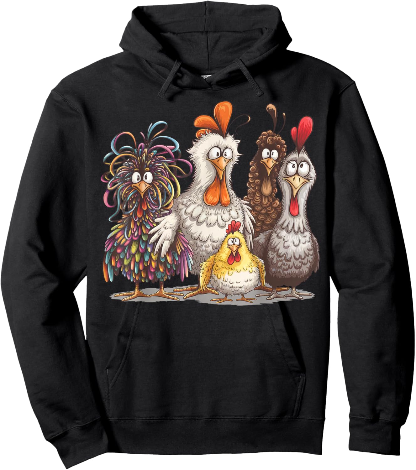 Chicken Art Crazy Chicken Gifts Women Kid Boy Family Hoodie - Hoodie | Black