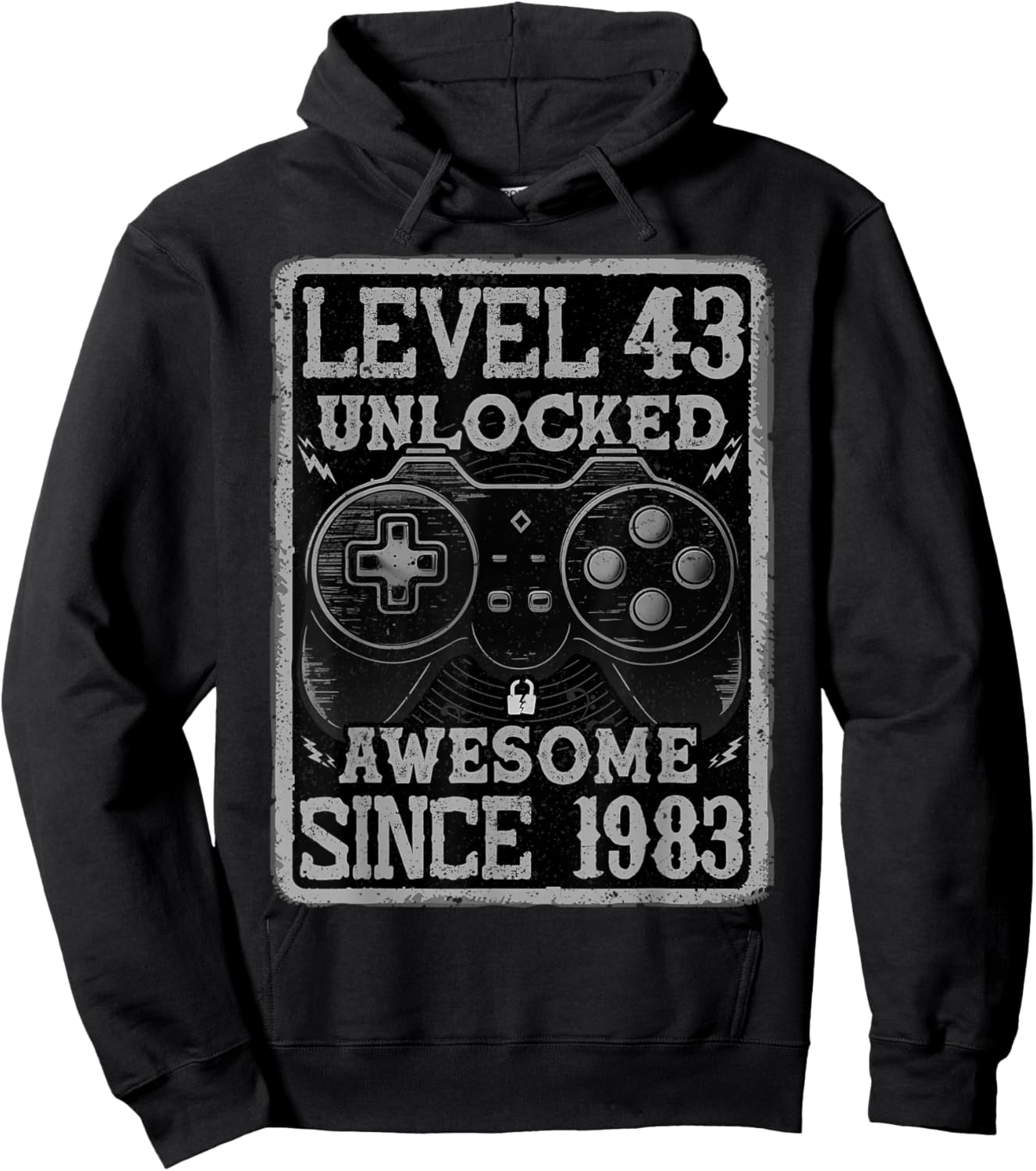 Level 43 Unlocked Awesome Since 1983 43rd Birthday Gaming Hoodie - Hoodie | Black