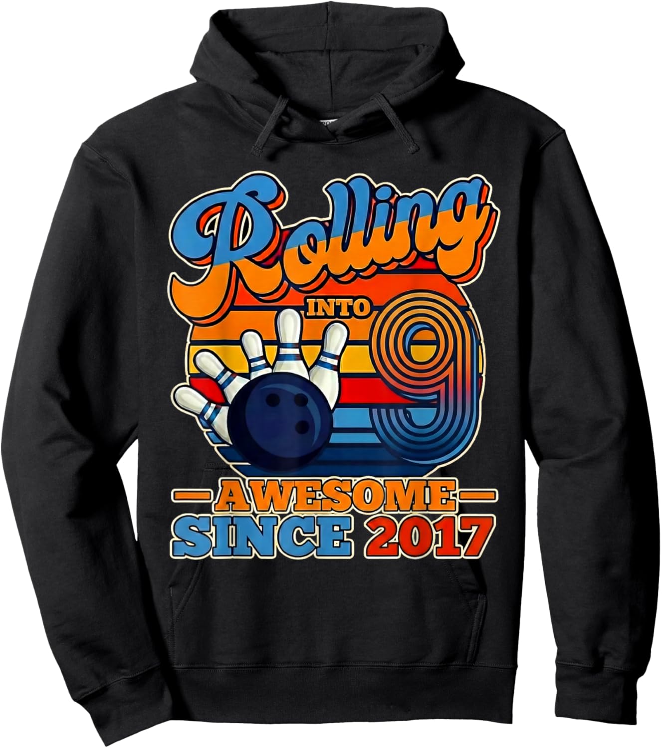 9th Birthday Rollin Into 9 Awesome Since 2017 Hoodie - Hoodie | Black