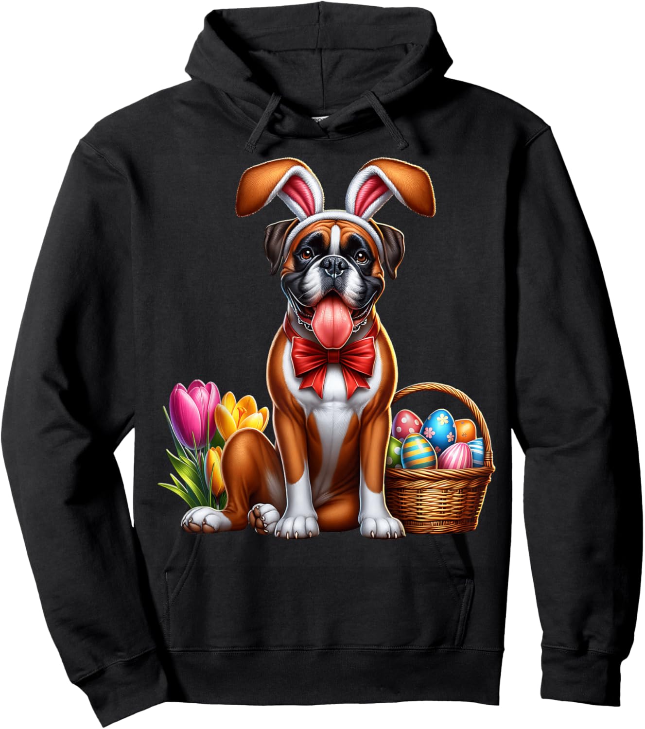 Boxer Happy Easter Dog Boxer Hoodie - Hoodie | Black