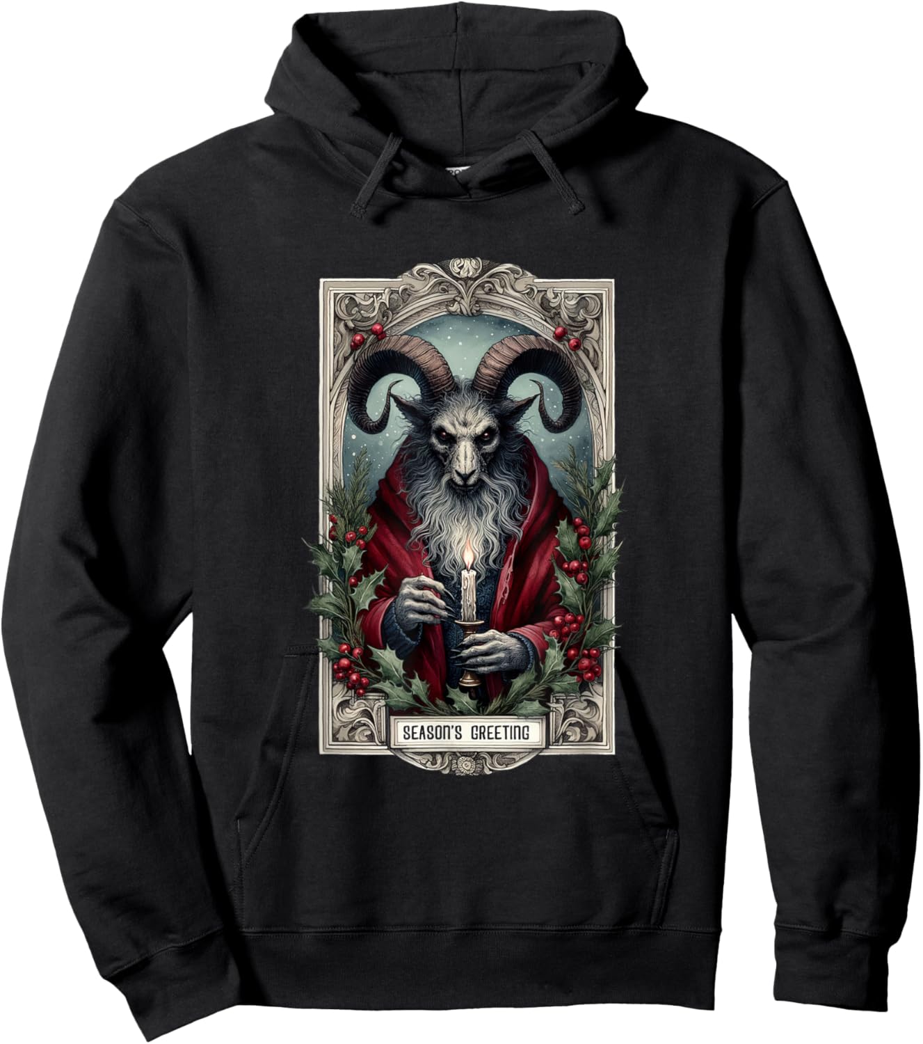Season And Greeting Krampus Tarot Christmas Horror Holiday Hoodie - Hoodie | Black