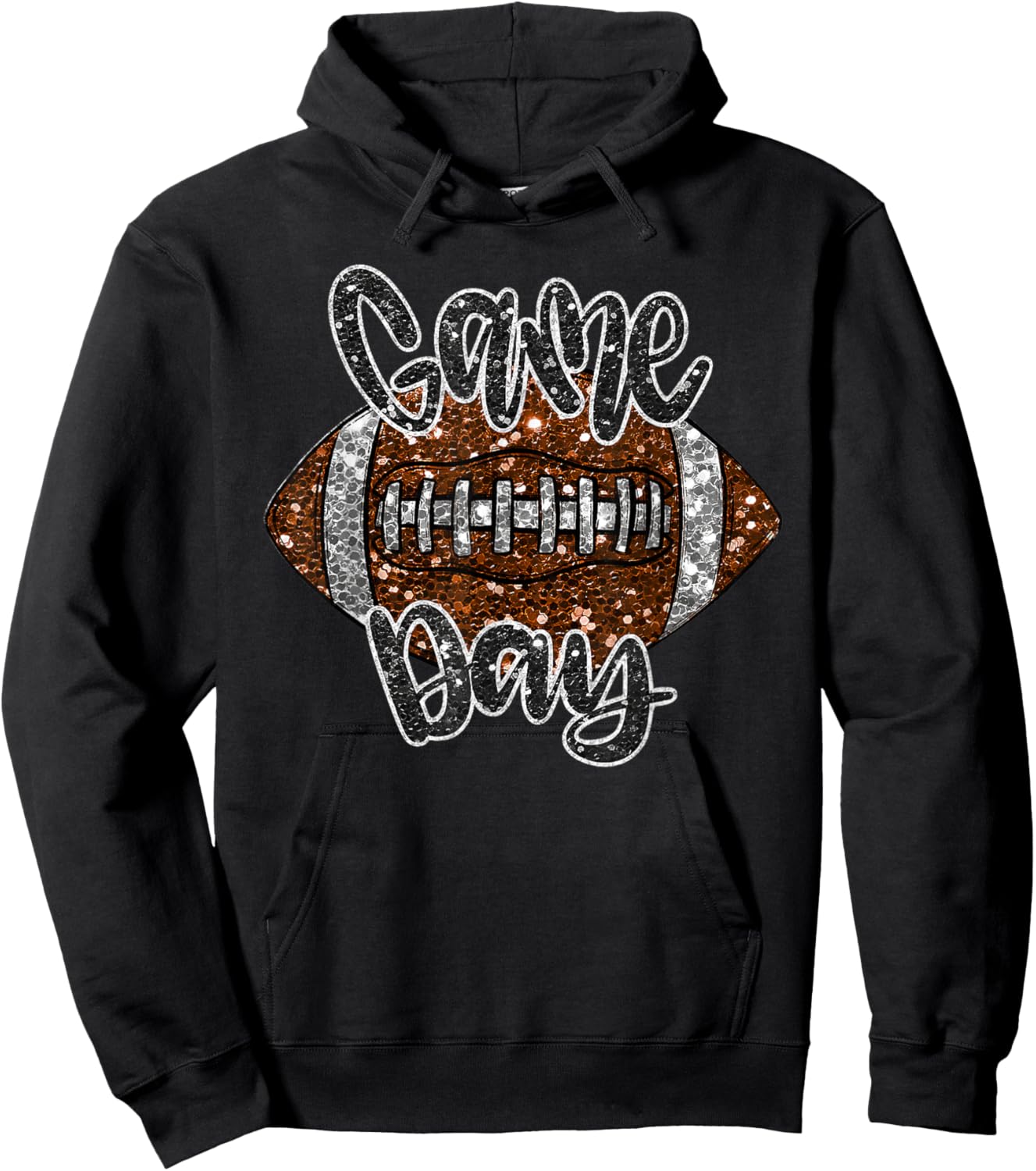 Game Day Football Bling Bling Football Lover Fall Autumn Hoodie - Hoodie | Black