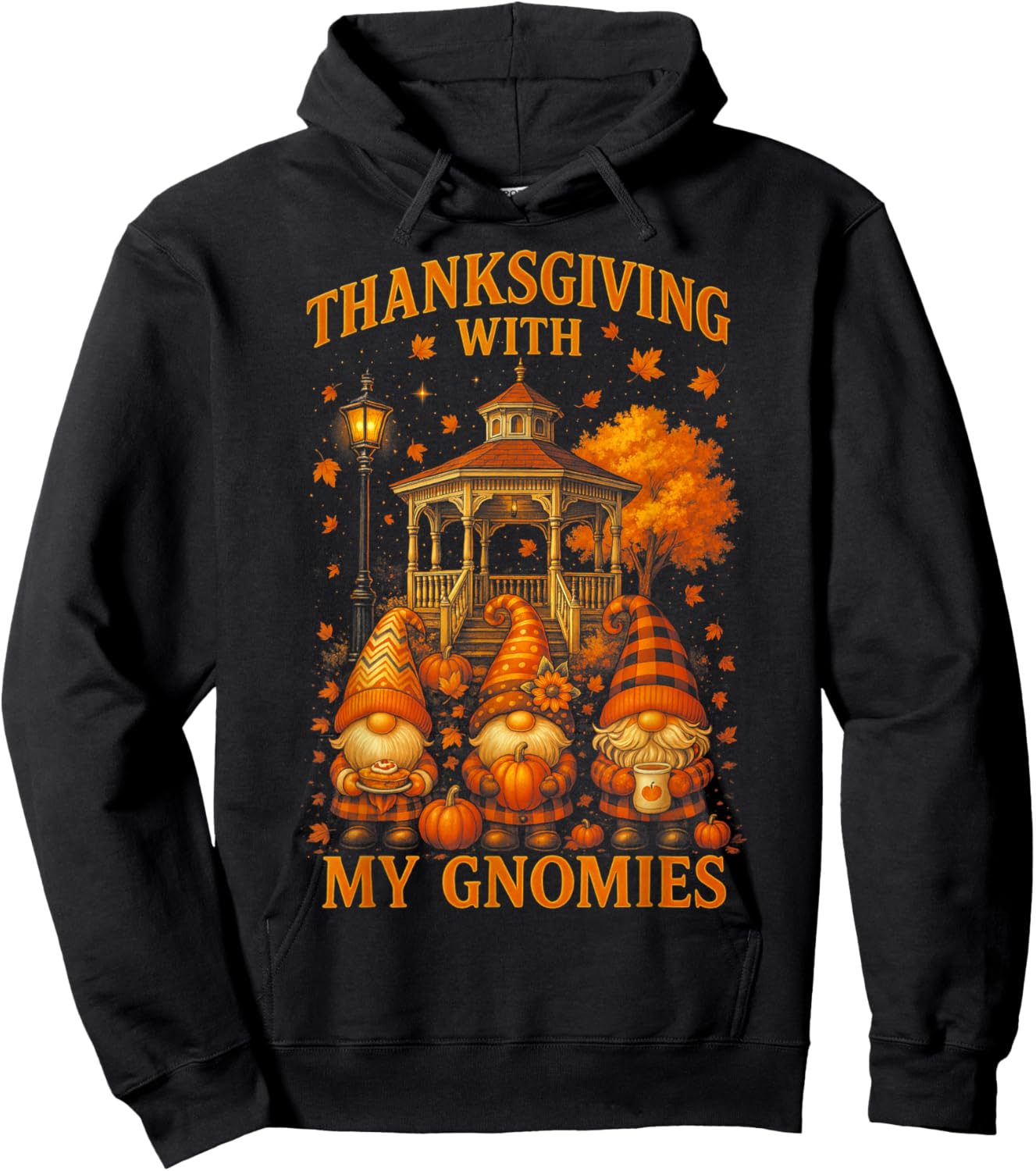 HUGvyn Thanksgiving with My Gnomies Fall Autumn Gnome Family Hoodie - Hoodie | Black