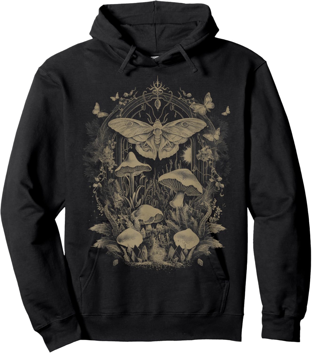 Butterfly Grunge Fairycore Therian Clothing Cute Moth Aesthetic Floral & Girls, -Adults & Kids, Brown, Small, Short Sleeve, Classic Fit Hoodie - Hoodie | Black