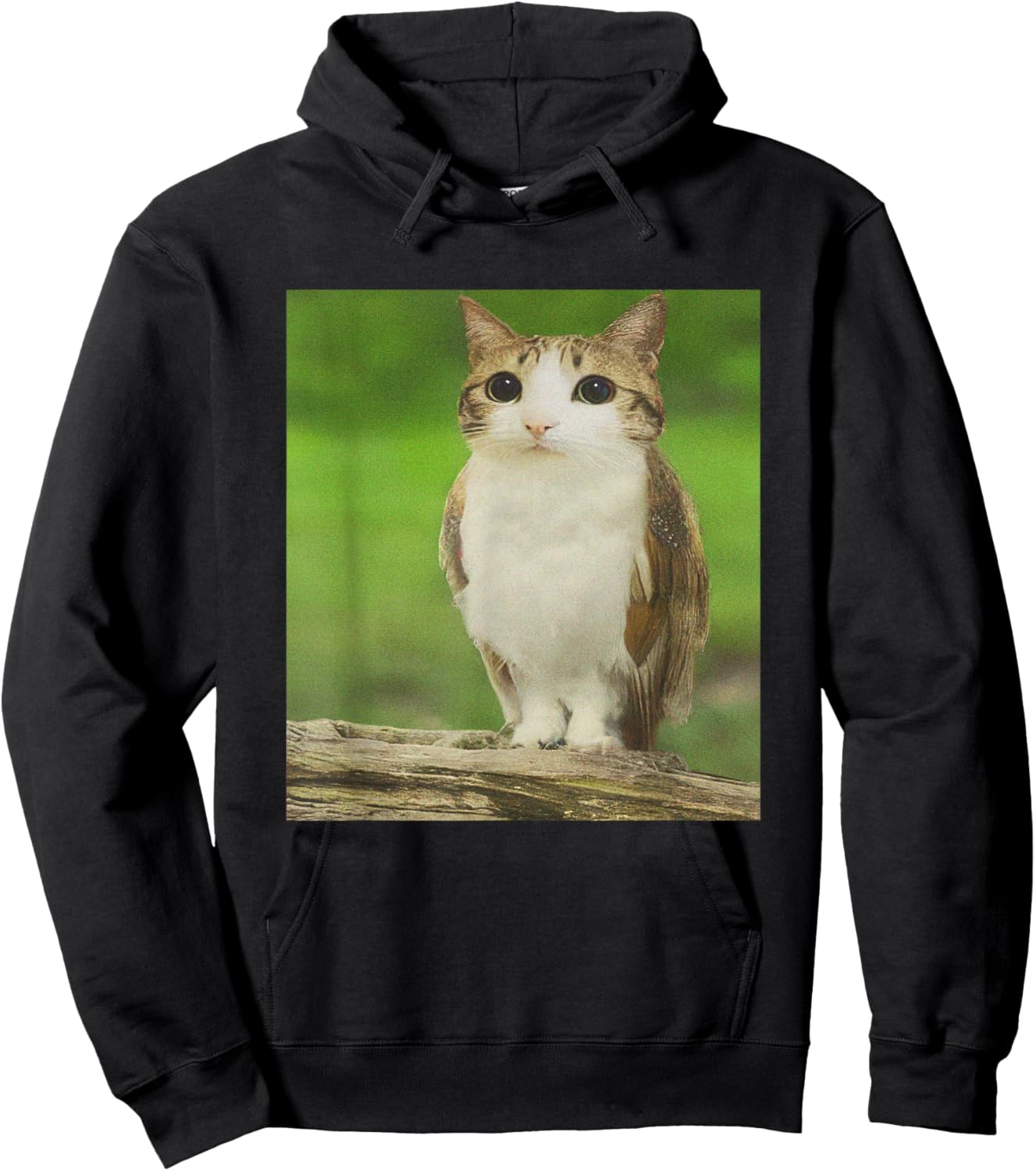 Cat Owl Funny Cursed Internet Trendy Meme Hoodie - Hoodie | Black