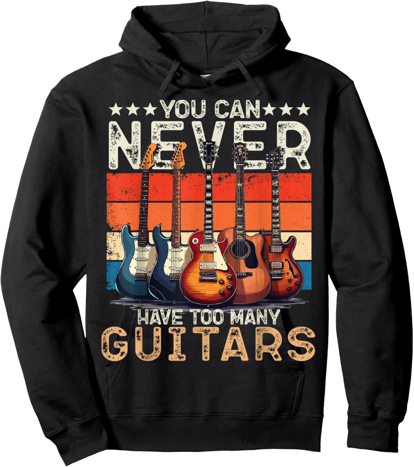 You Can Never Have Too Many Guitars Player Music Lover Retro Hoodie - Hoodie | Black