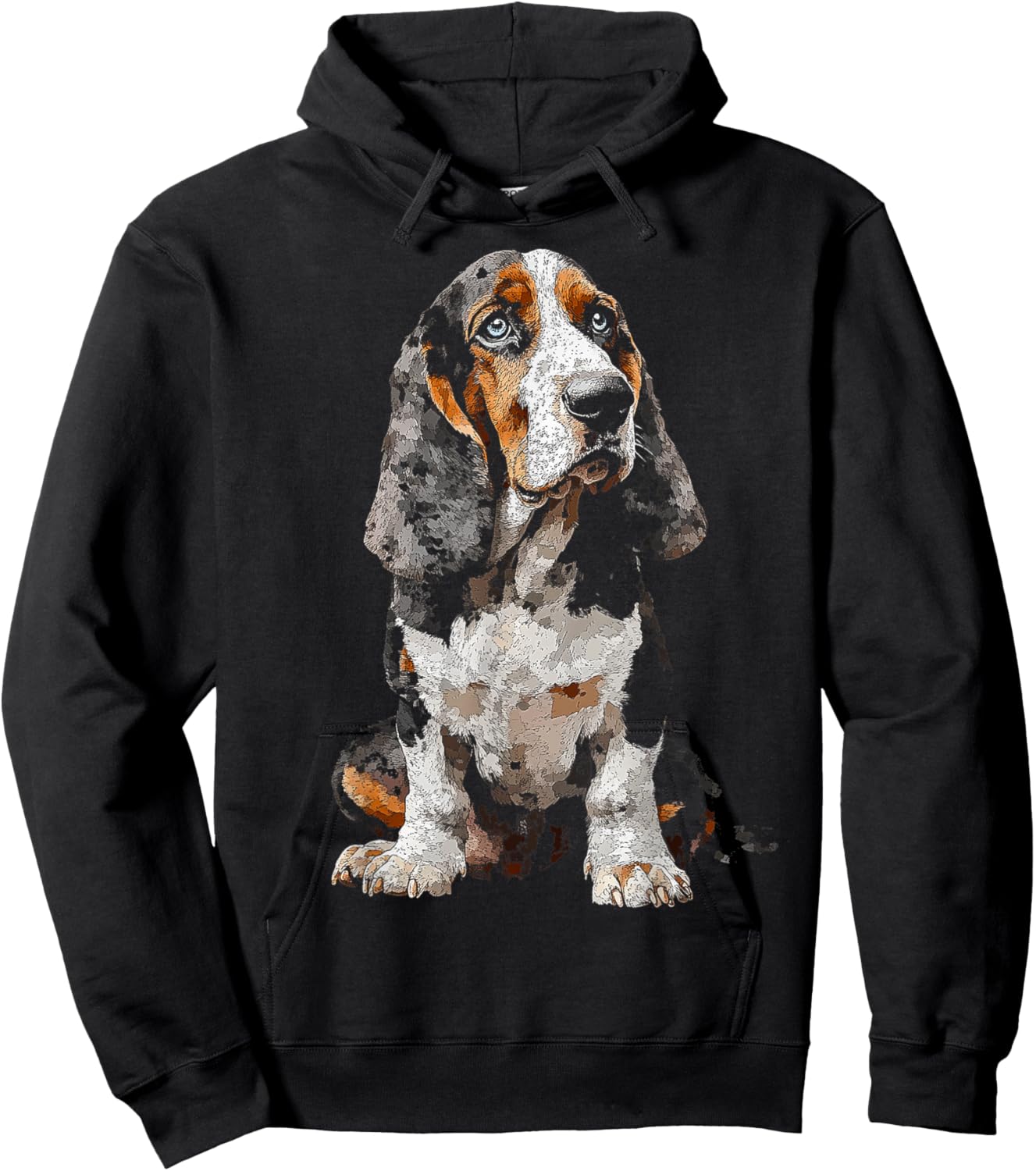 Basset Hound Dog Motif Pet Art Blue Eyes Basset Hound Women Kids Hoodie - Hoodie | Black