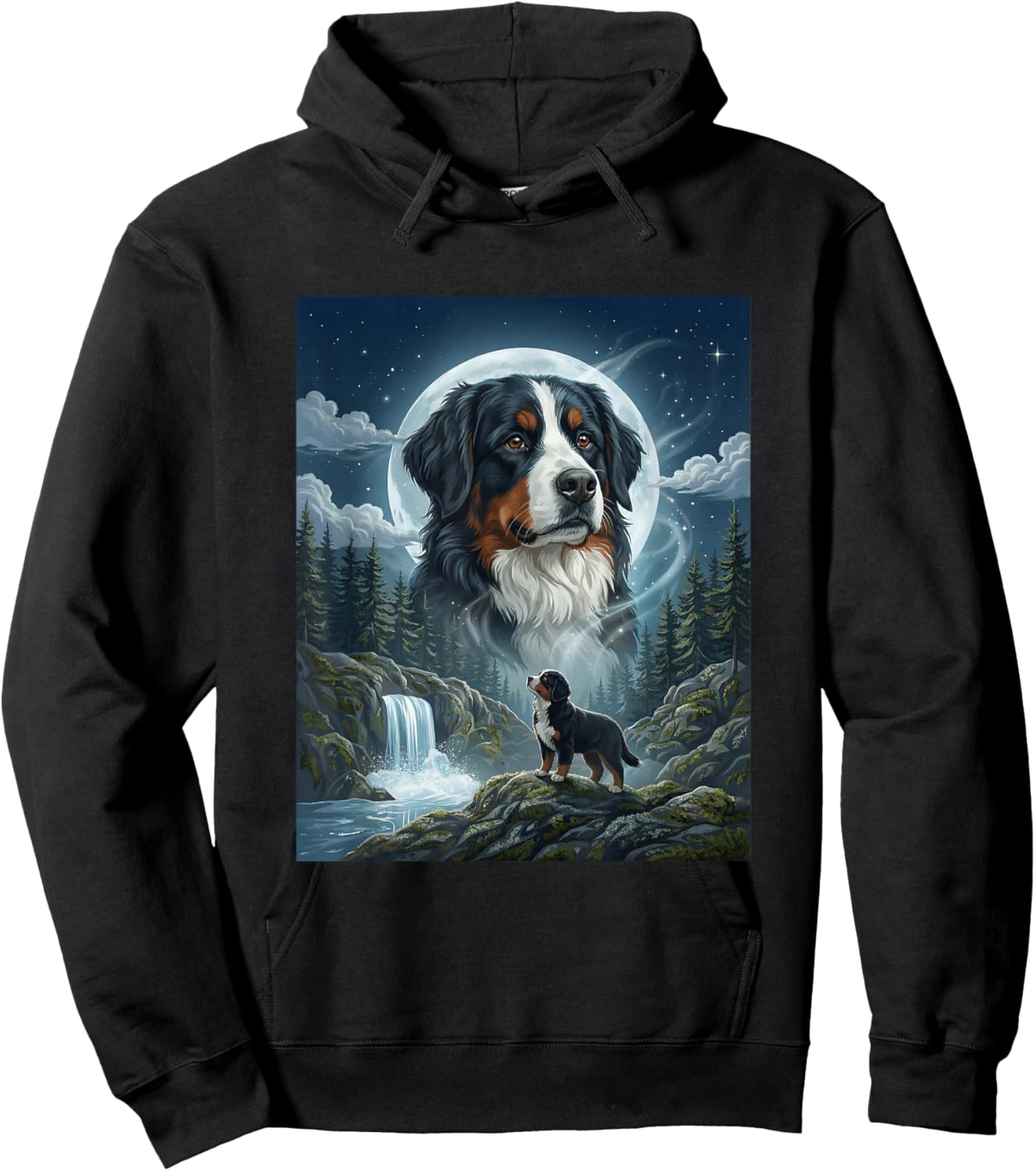 Berner Sennenhund Heulender Mond Meme Lustiger Hundeliebhaber Hoodie - Hoodie | Black