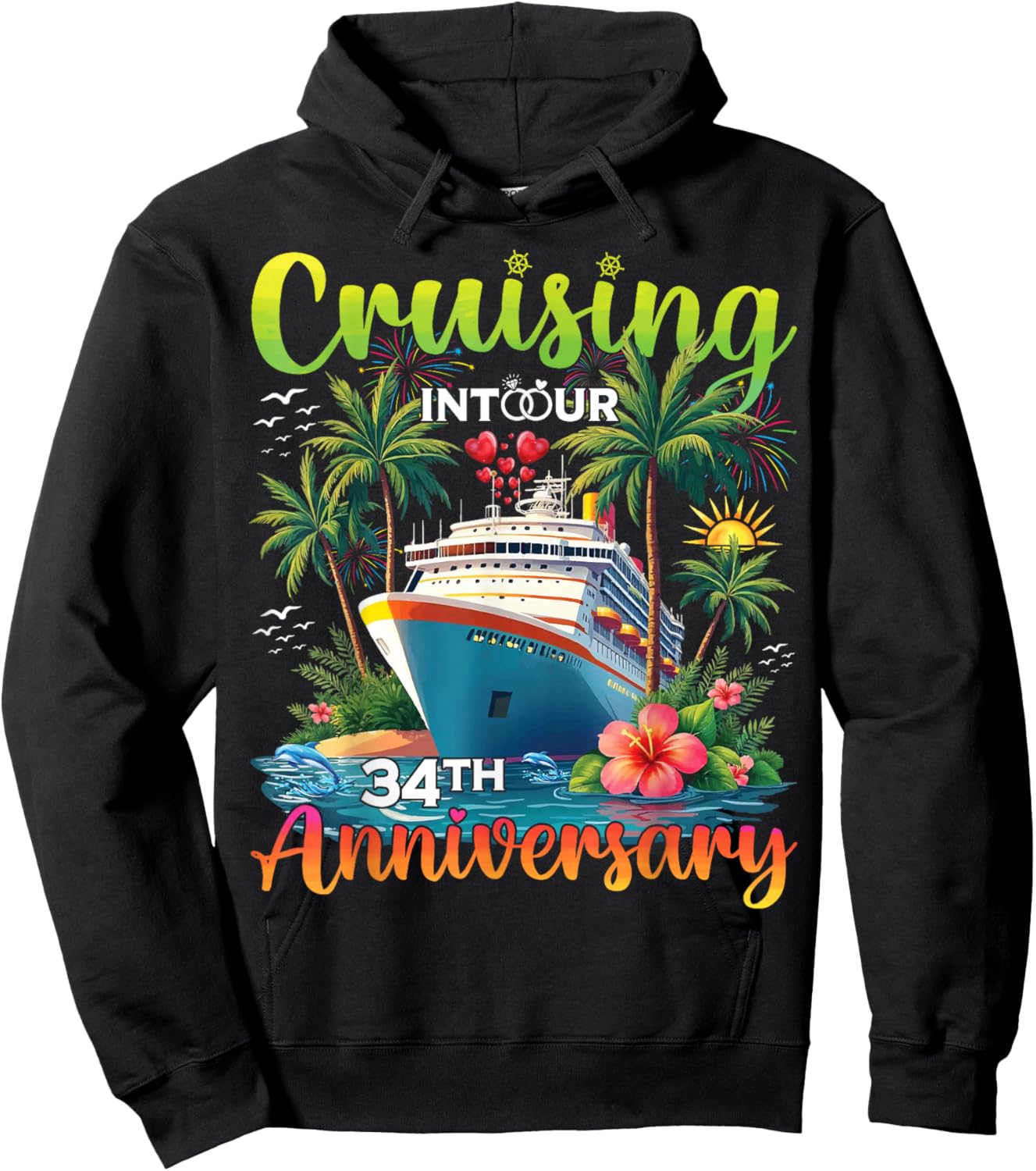 Couple Matching Cruising Into Our 34th Anniversary Cruise Hoodie - Hoodie | Black