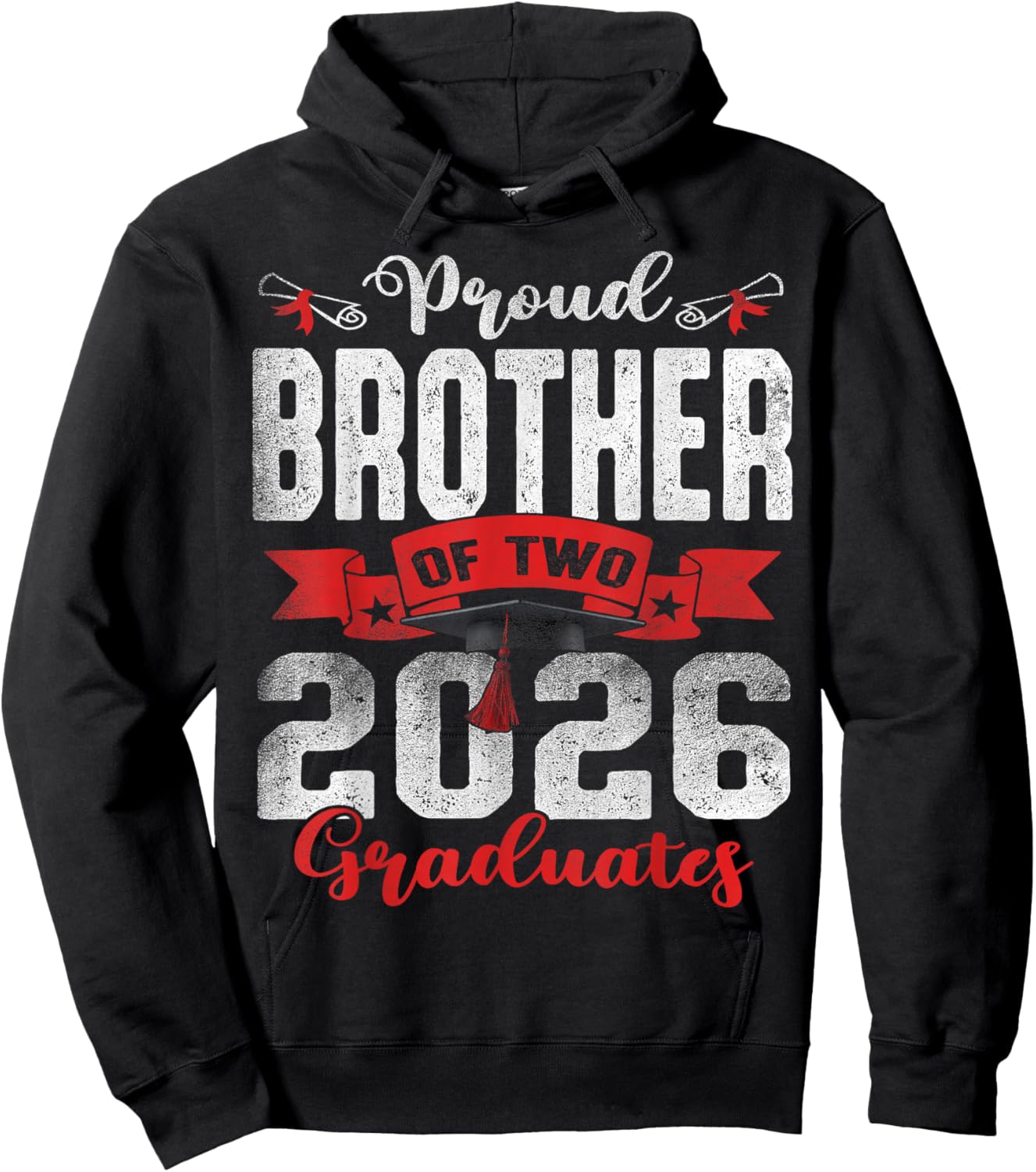 Proud Brother of Two 2026 Graduates Twins Graduation Hoodie - Hoodie | Black