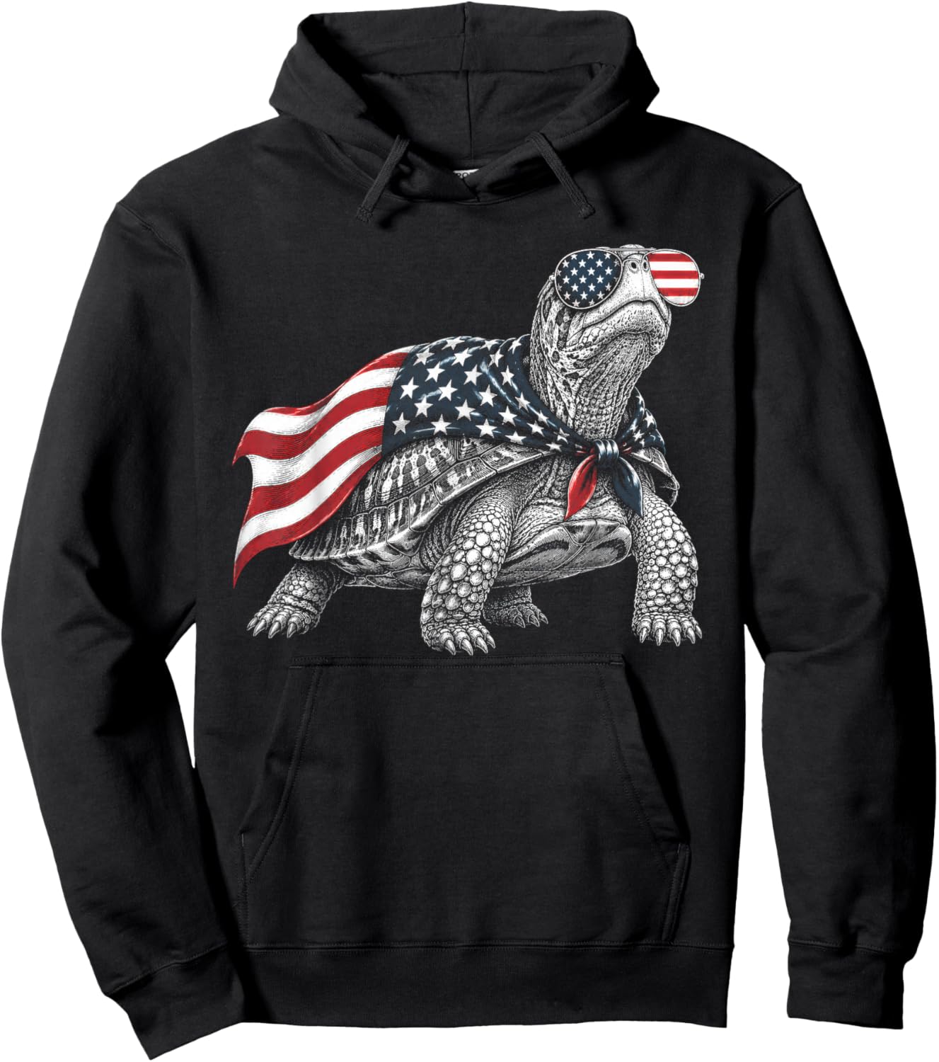Eastern Box Turtle 4th of July US American Flag Patriotic Hoodie - Hoodie | Black