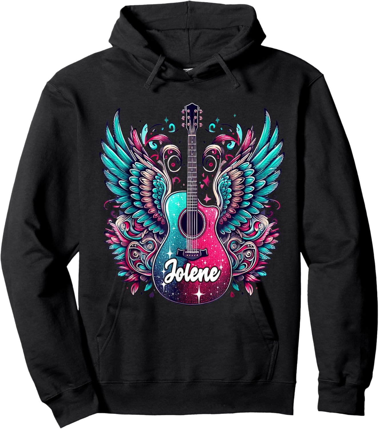 Girl Retro Jolene First Name Personalized Groovy 80's Hoodie - Hoodie | Black