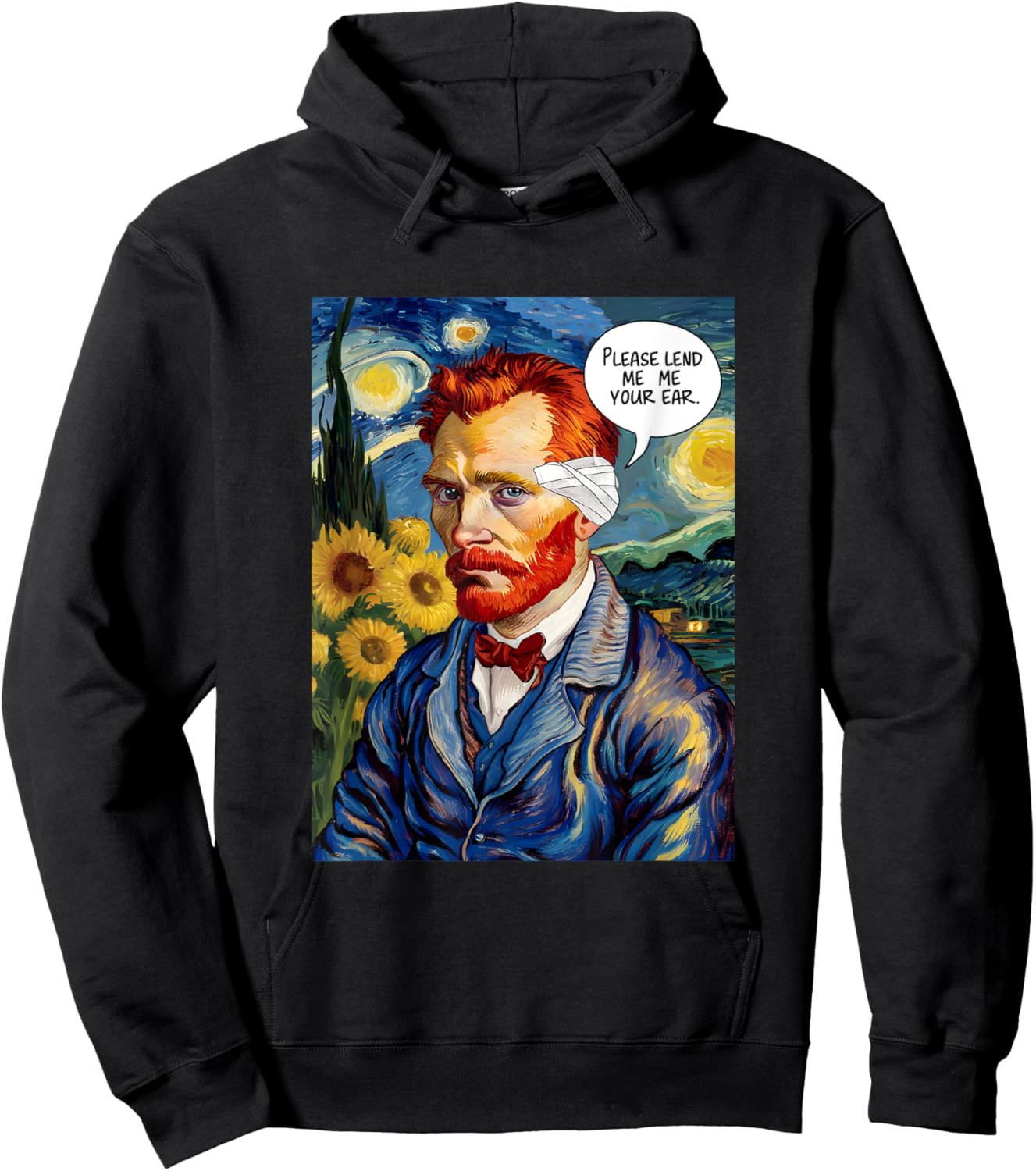 Vincent Van Gogh Please Lend Me Your Ear Artist Humor Pun Hoodie - Hoodie | Black