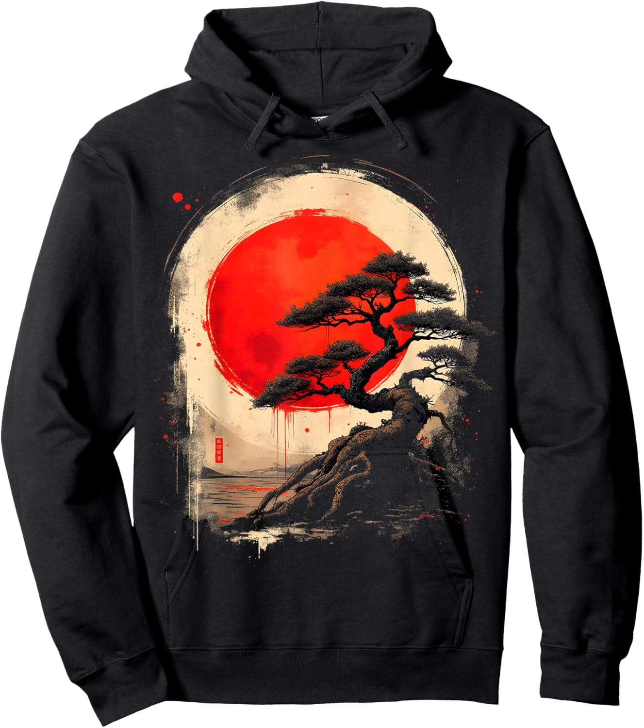 Japanese Bonsai Tree Zen Art Vintage Hoodie - Hoodie | Black