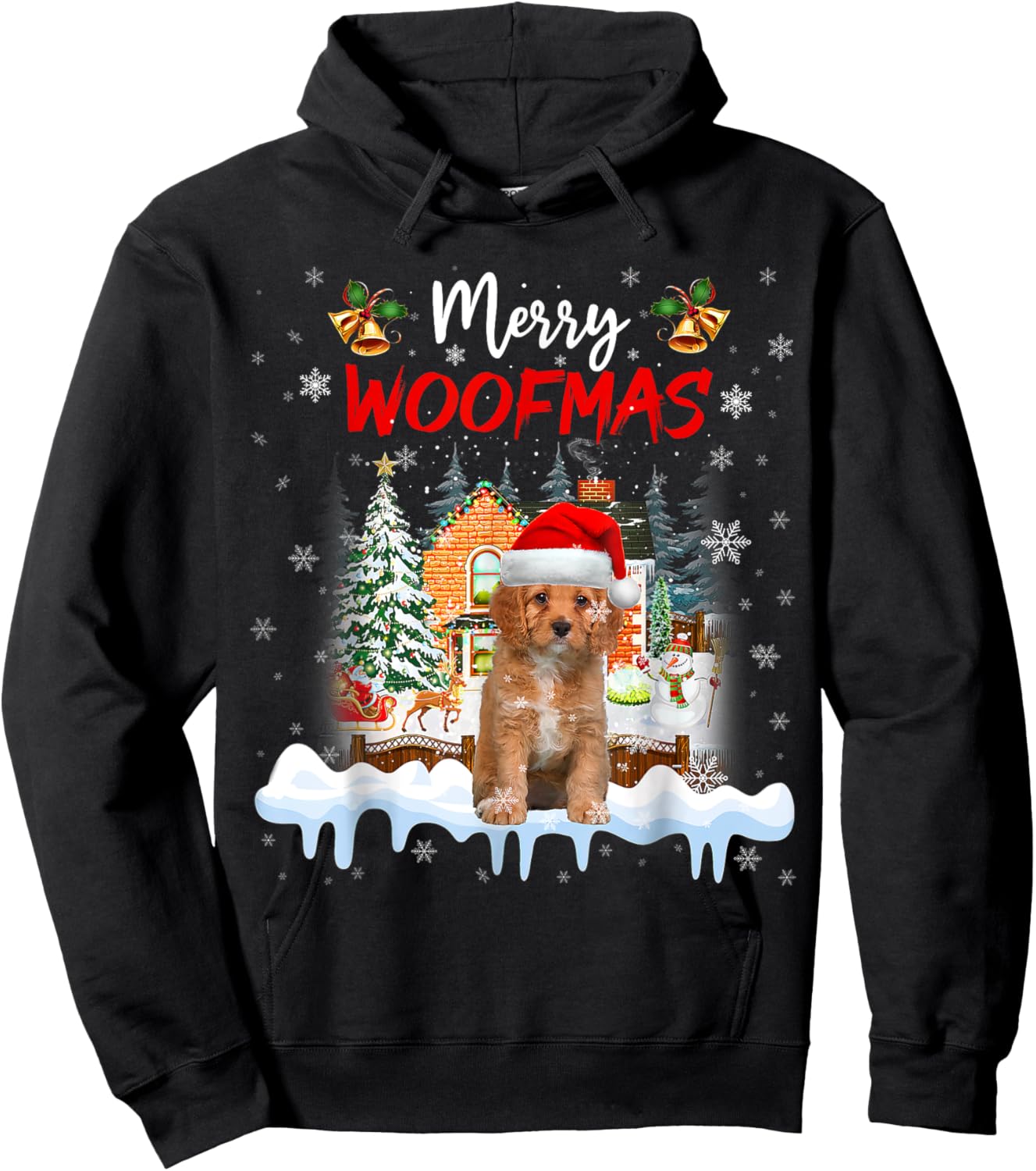 Merry Woofmas Cavapoo Christmas Tree Dog Lover Xmas Hoodie - Hoodie | Black