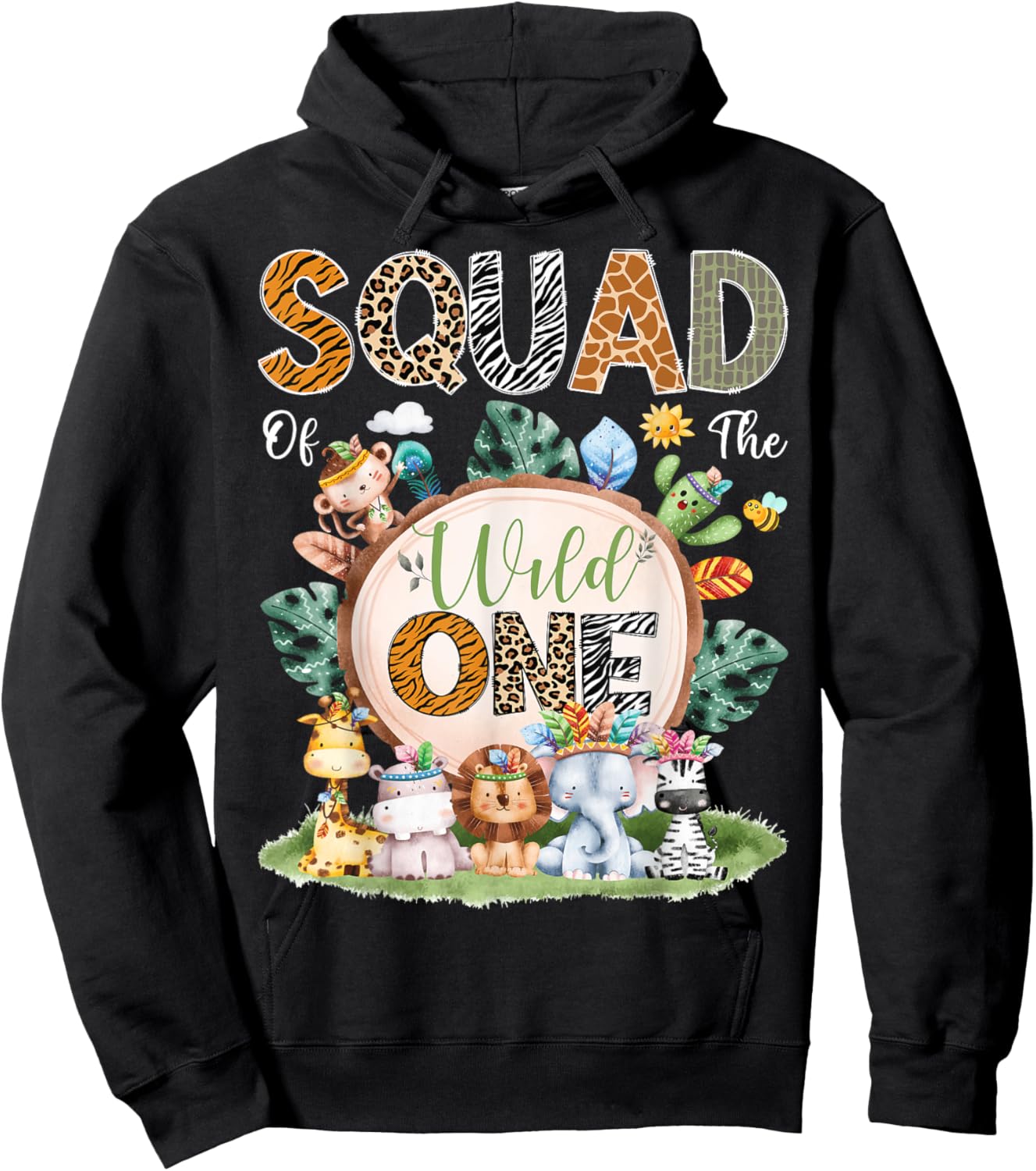 Squad Of The Wild One Safari Tribal Jungle 1St Birthday Hoodie - Hoodie | Black