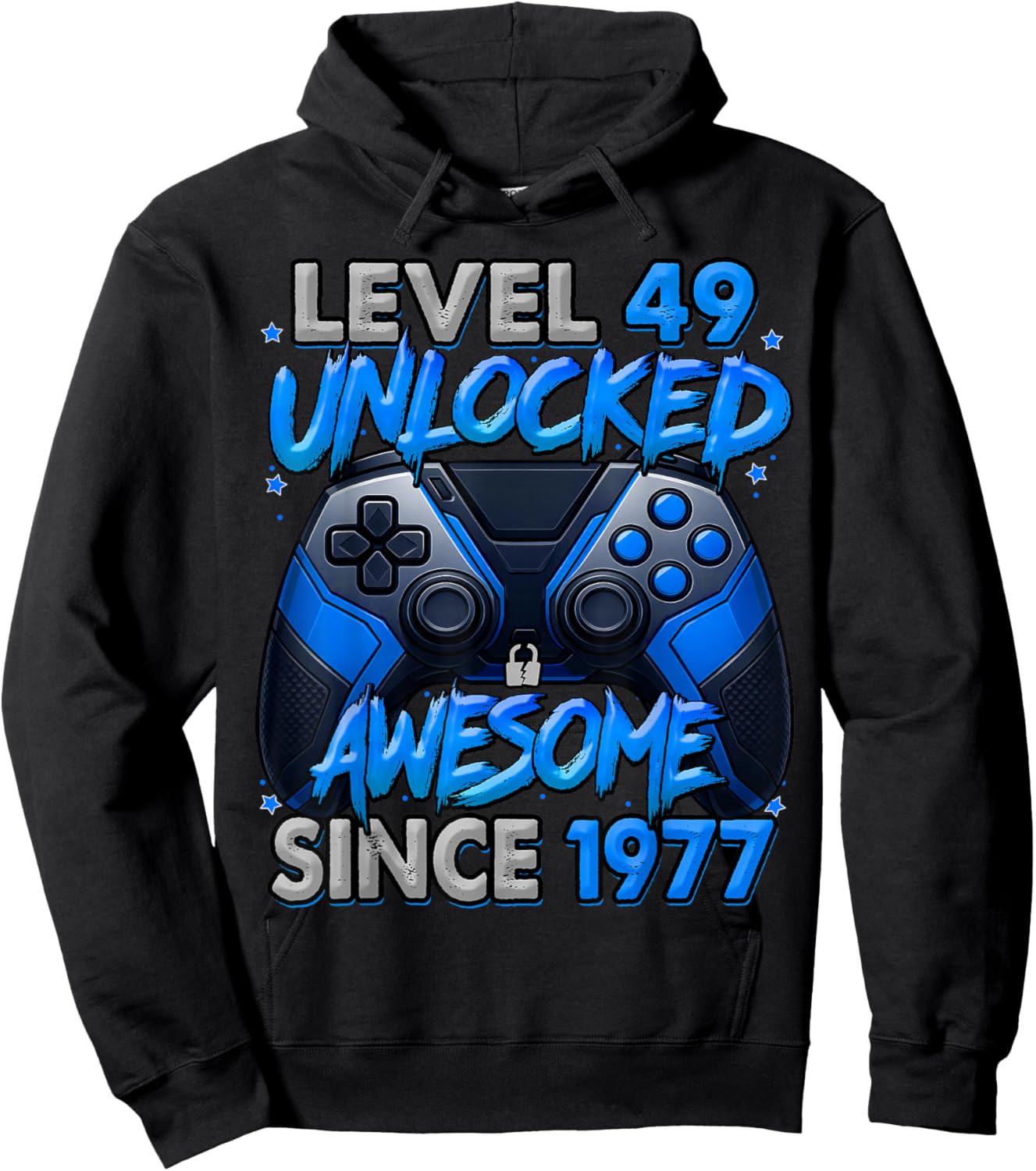 Level 49 Unlocked Awesome Since 1977 49th Birthday Gaming Hoodie - Hoodie | Black