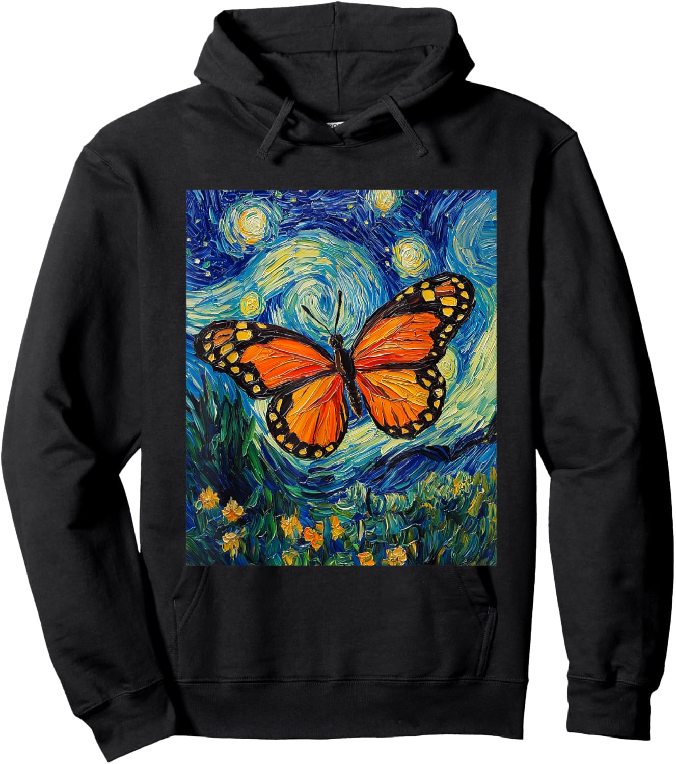 Cute Butterfly - Van Gogh Style - Starry Night Hoodie - Hoodie | Black