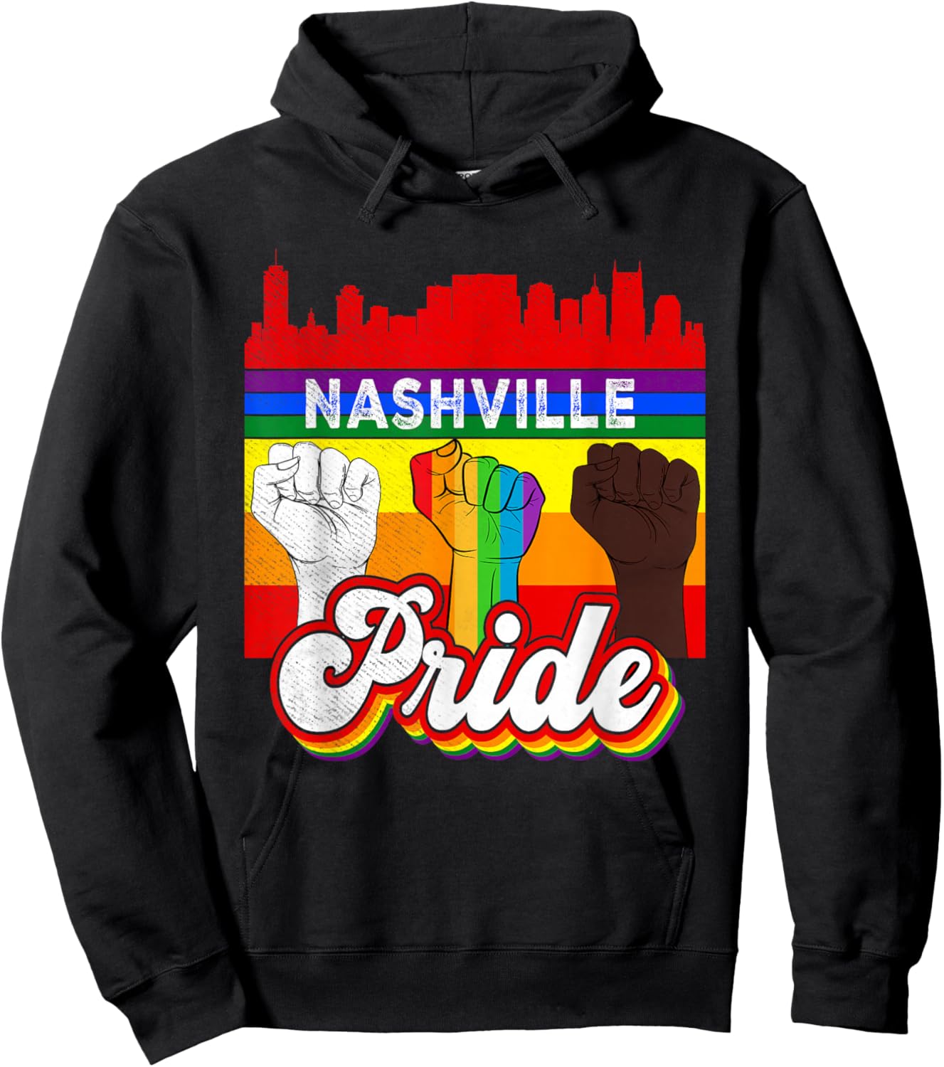 Nashville Pride Rainbow Gay Pride Flag Funny LGBT Hoodie - Hoodie | Black