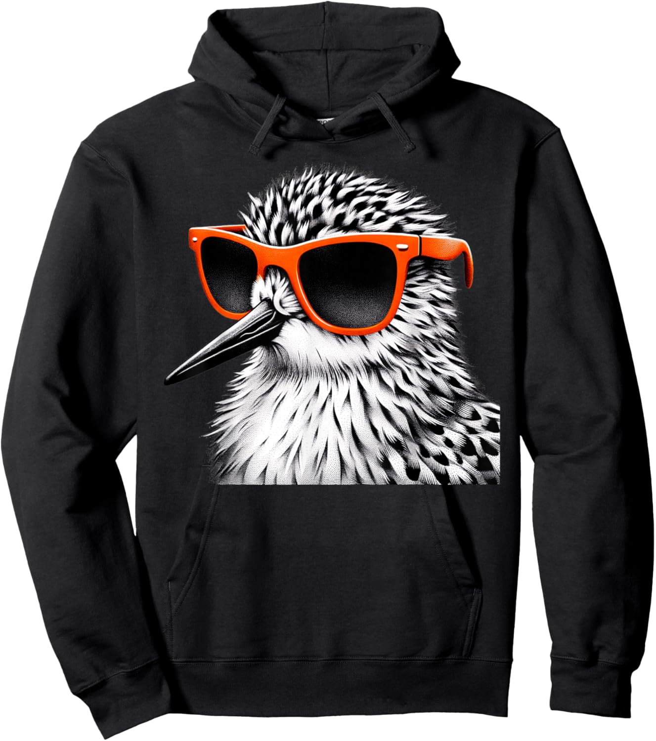 Cool Sandpiper Bird Wearing Sunglasses Graphic Art Hoodie - Hoodie | Black