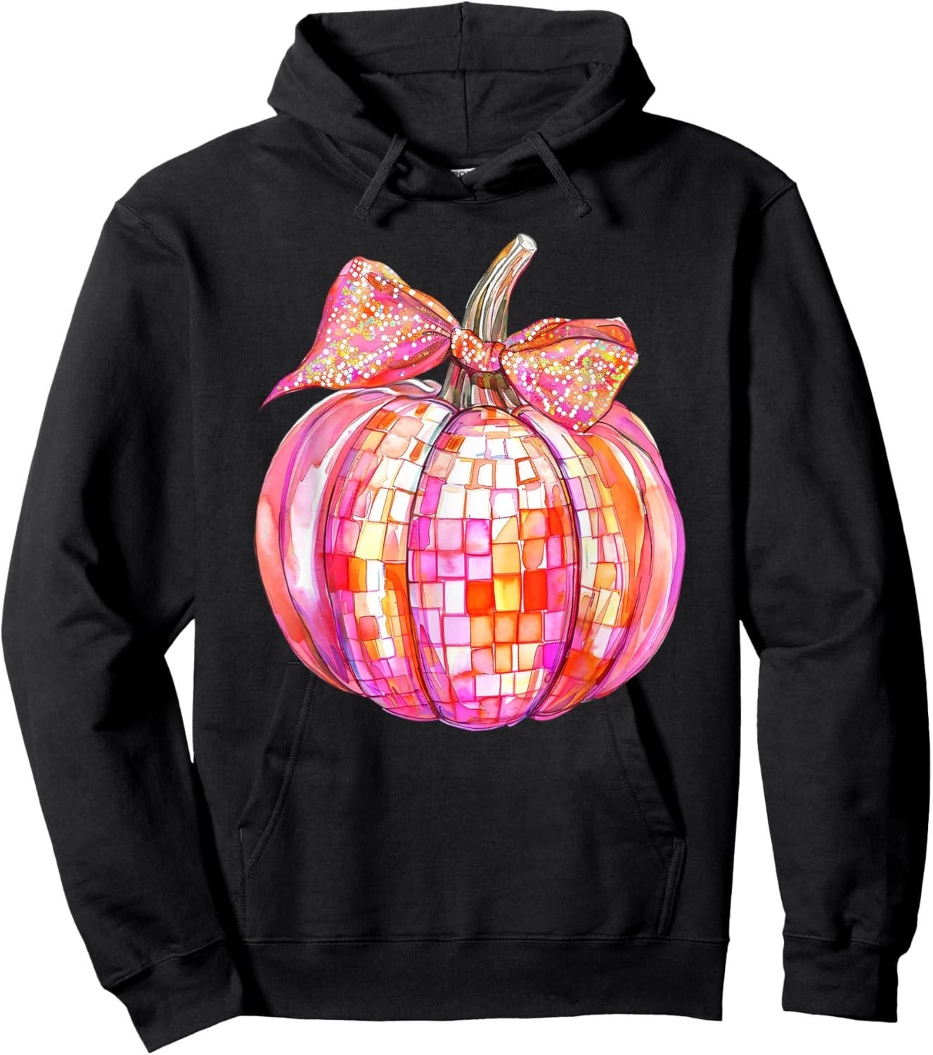 Coquette Bow Pumpkin Season Thanksgiving Autumn Fall Leaves Hoodie - Hoodie | Black