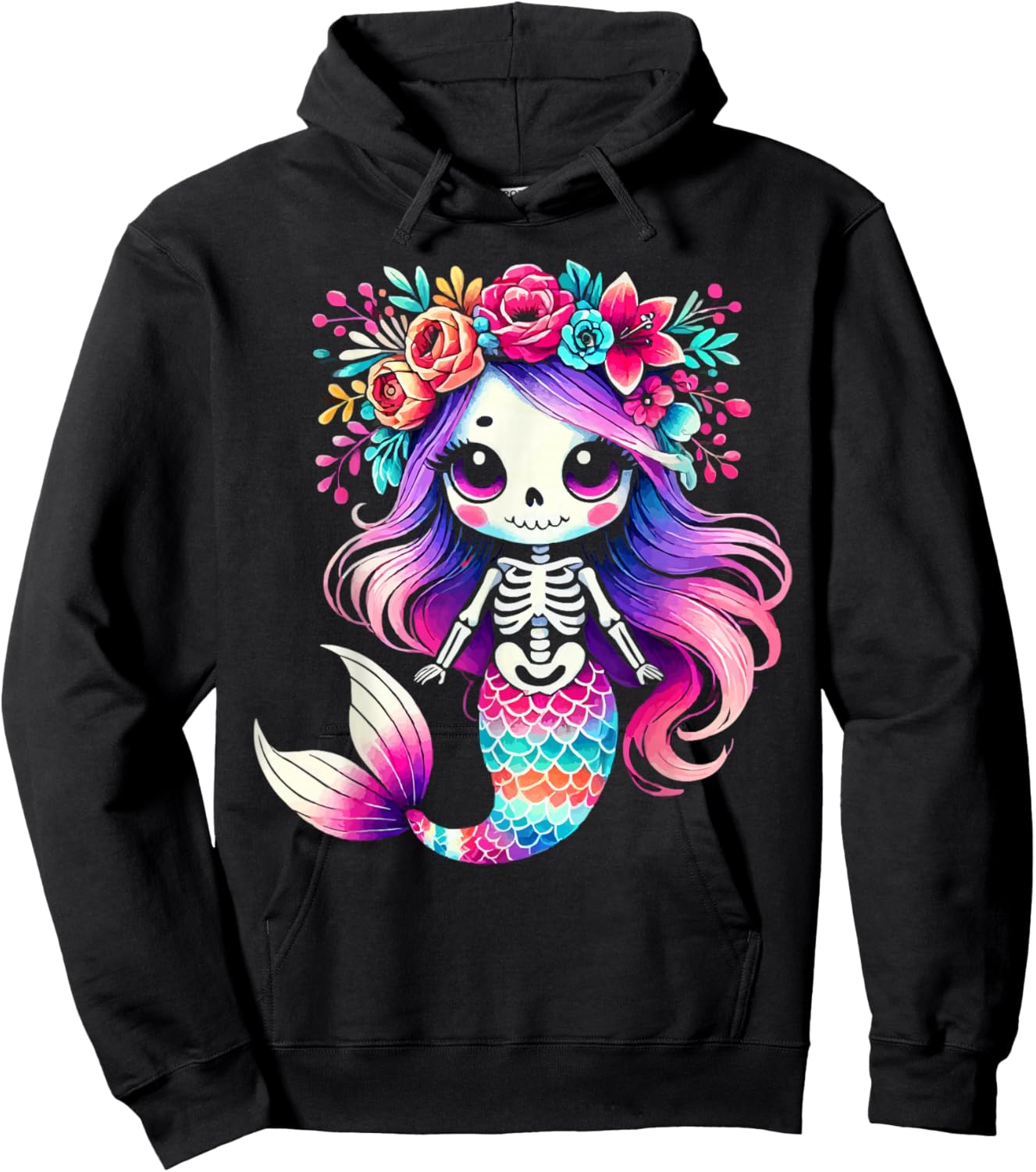 Zombie Mermaid Halloween Costume Spooky Trick Or Treat Hoodie - Hoodie | Black