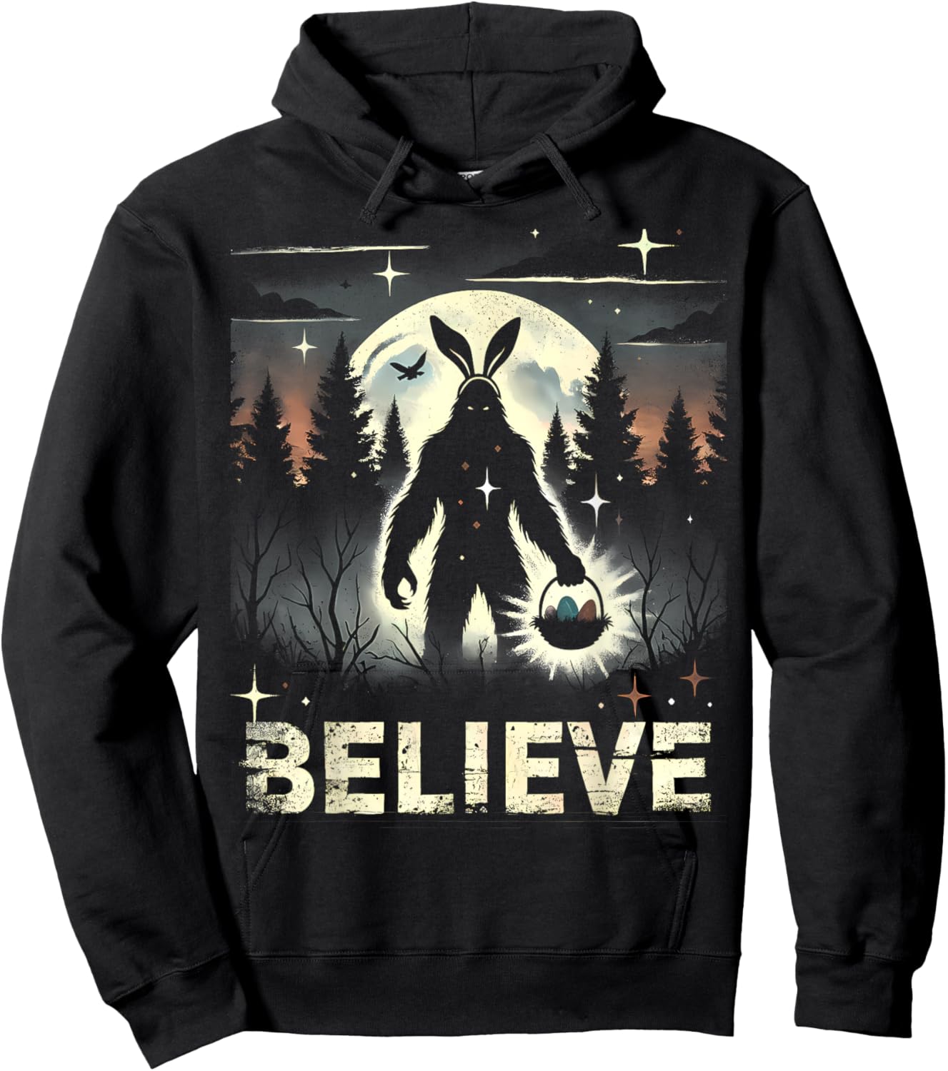 Believe Bigfoot Easter Bunny – Cryptid Sasquatch Hoodie - Hoodie | Black