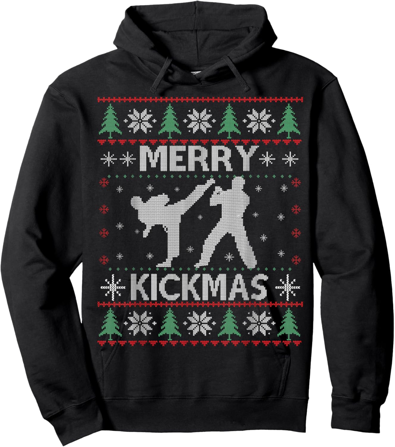 Merry Kickmas Taekwondo Christmas Ugly Sweater Xmas Funny Hoodie - Hoodie | Black
