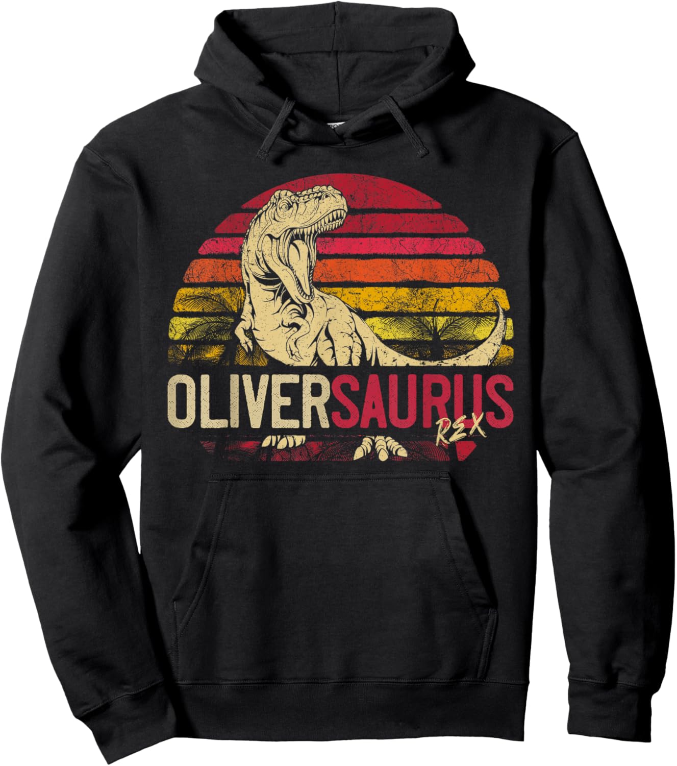 OliverSaurus Funny Personalized Dinosaur T Rex Name Hoodie - Hoodie | Black