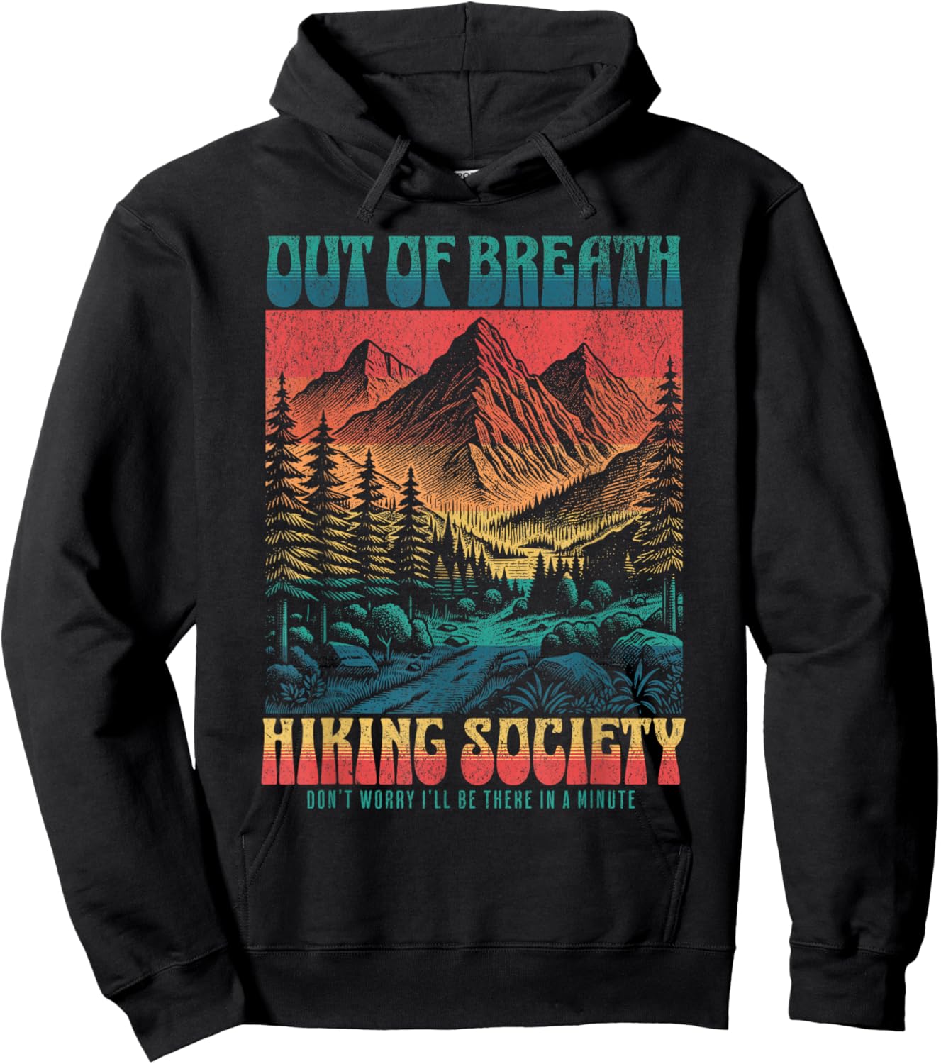 Out of Breath Hiking Society Mountain Nature Funny Hiking Hoodie - Hoodie | Black