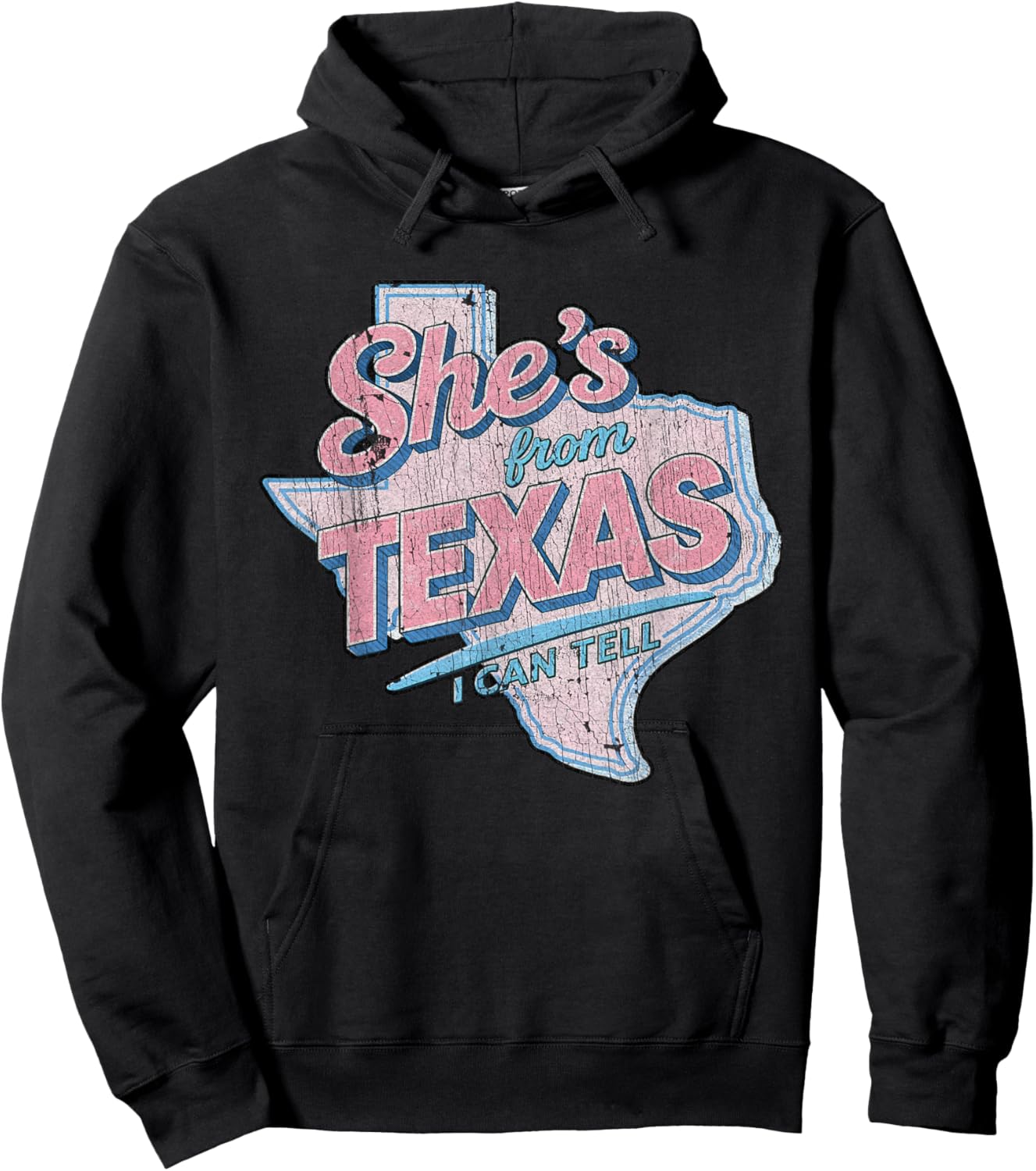 Retro She's from Texas I Can Tell Vintage Y2K Southern Girl Hoodie - Hoodie | Black