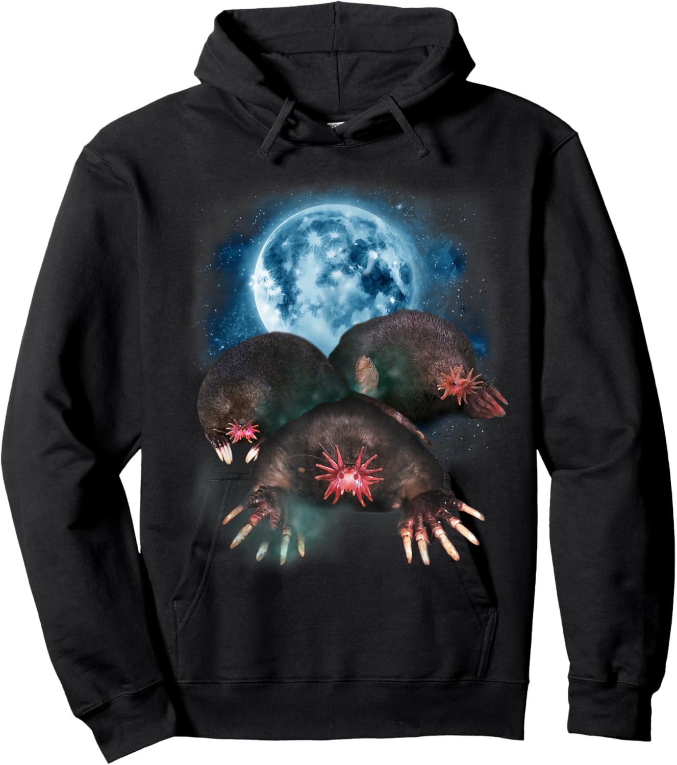 Star Nosed Mole Shirt - Star Nosed Mole Howling at the Moon Hoodie - Hoodie | Black