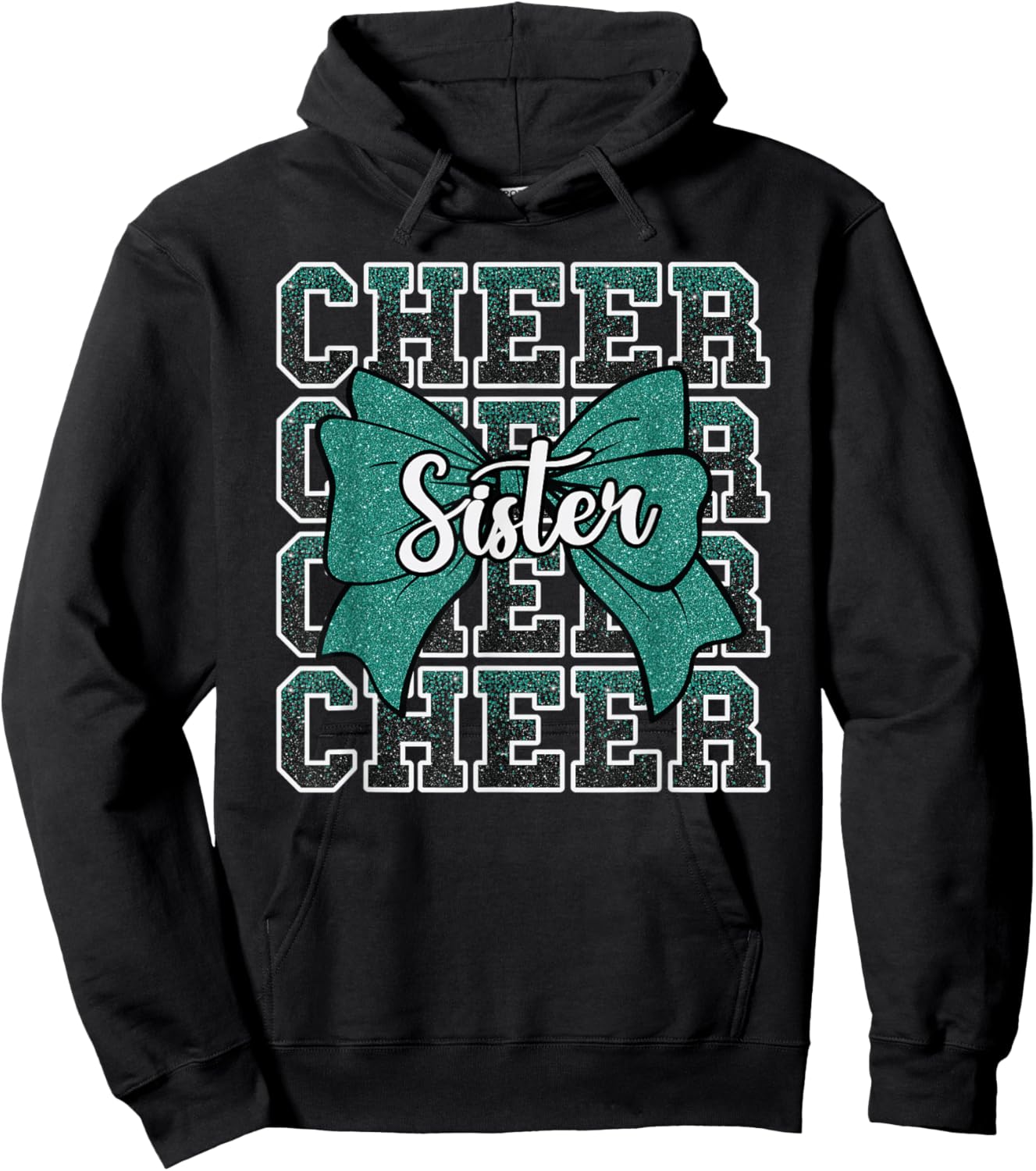 Forest Green Cheer Sister Bow Sport Cheerleader Cheerleading Hoodie - Hoodie | Black