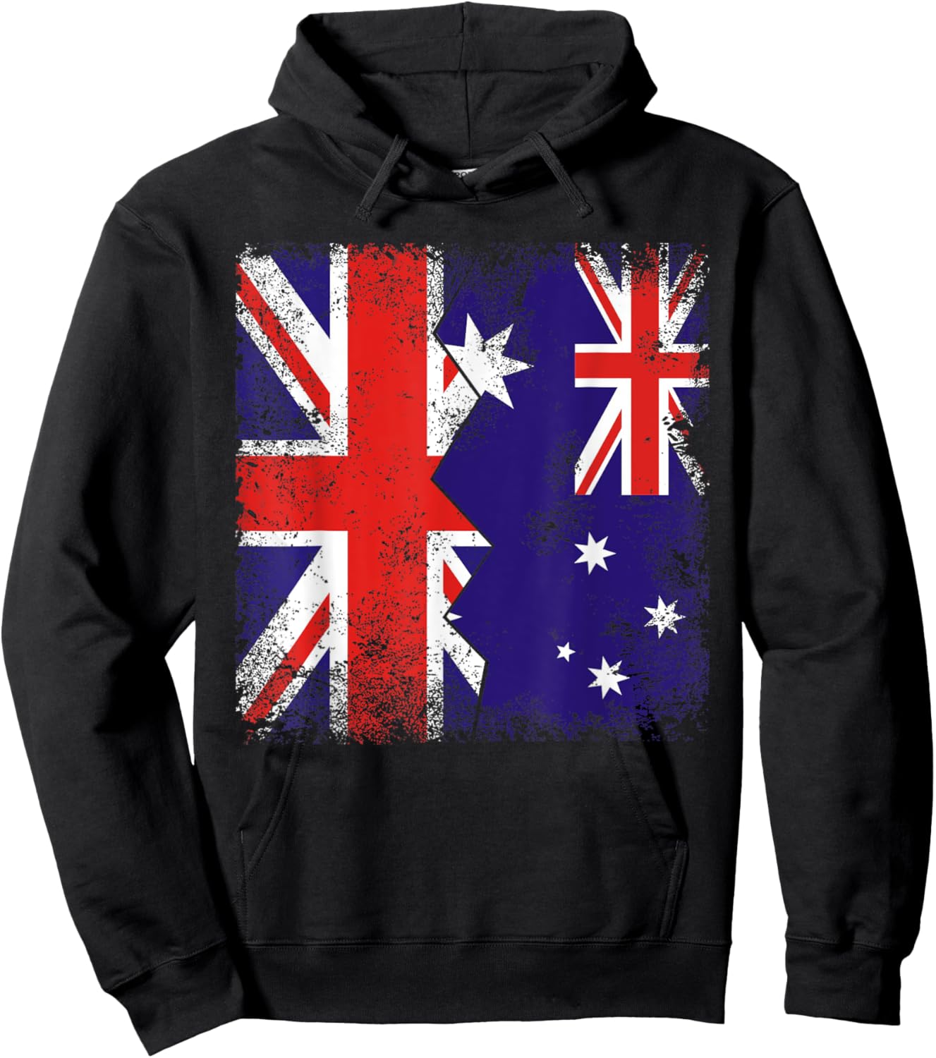 Australian Roots | Half British Flags | UK Australia Vintage Hoodie - Hoodie | Black