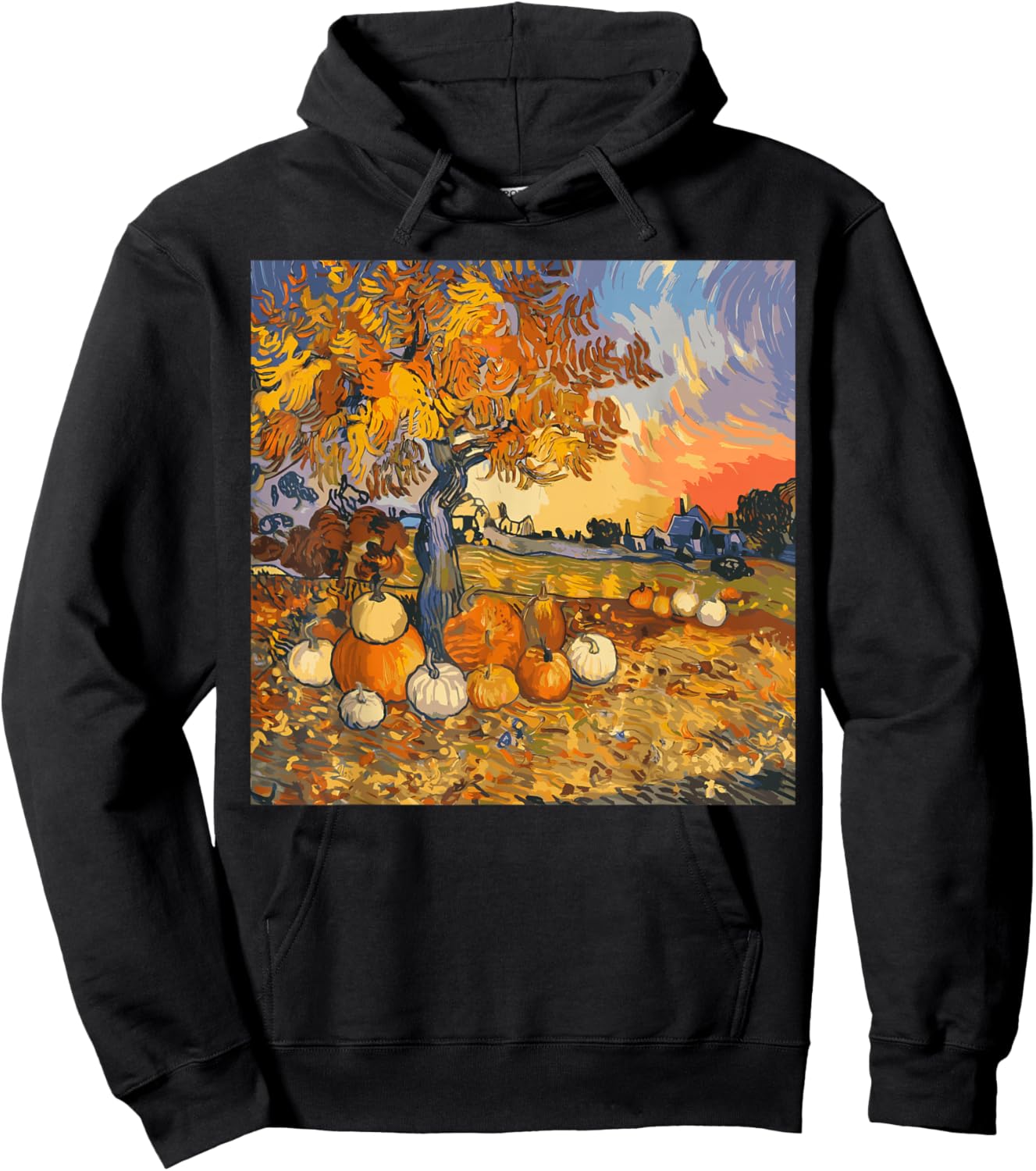 Autumn Aesthetic Fall Lovers Van Gogh Autumn Leaves Pumpkins Hoodie - Hoodie | Black
