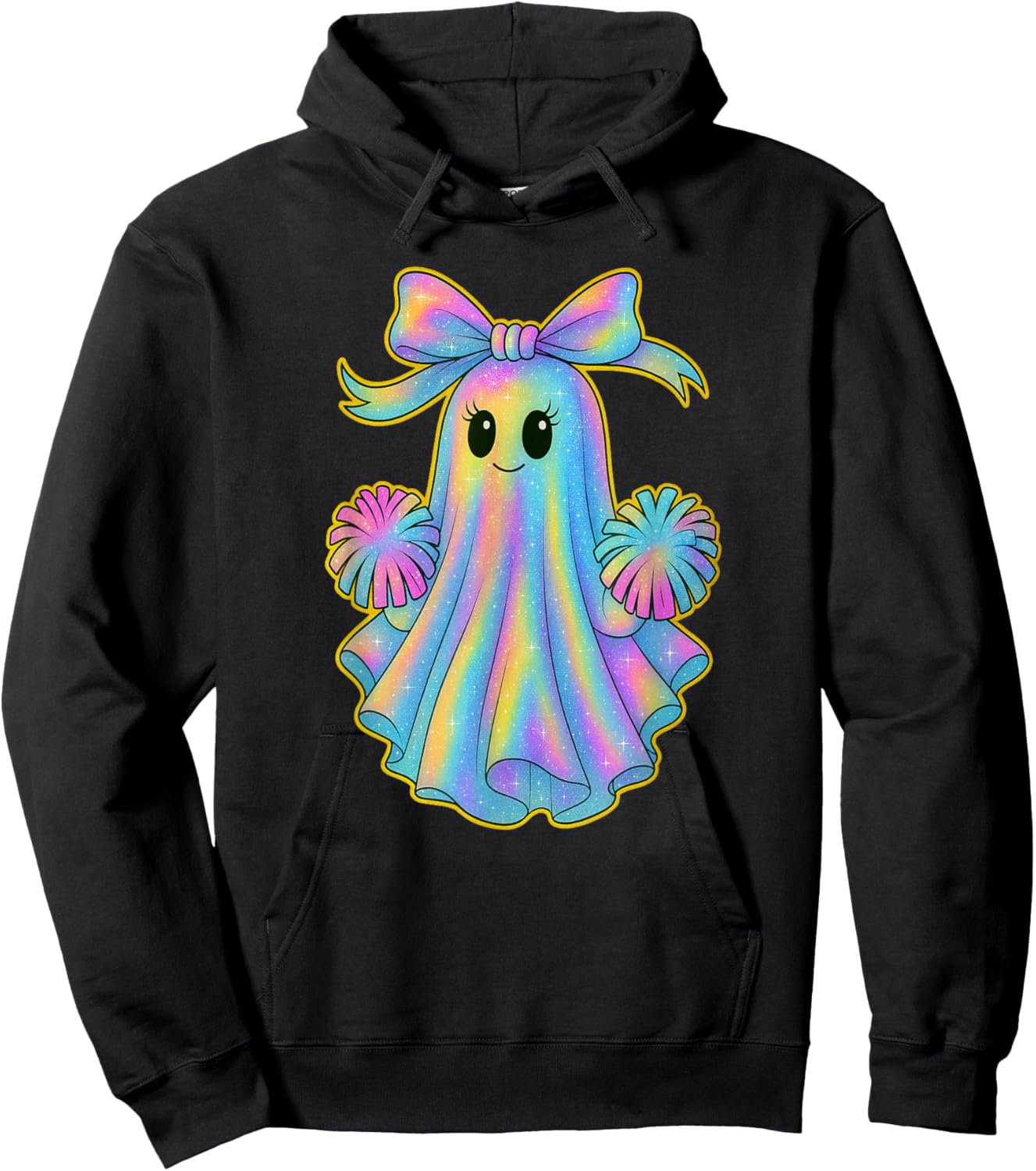 Cute Cheerleader Ghost Lover Pastel Halloween Coquette Bow Hoodie - Hoodie | Black