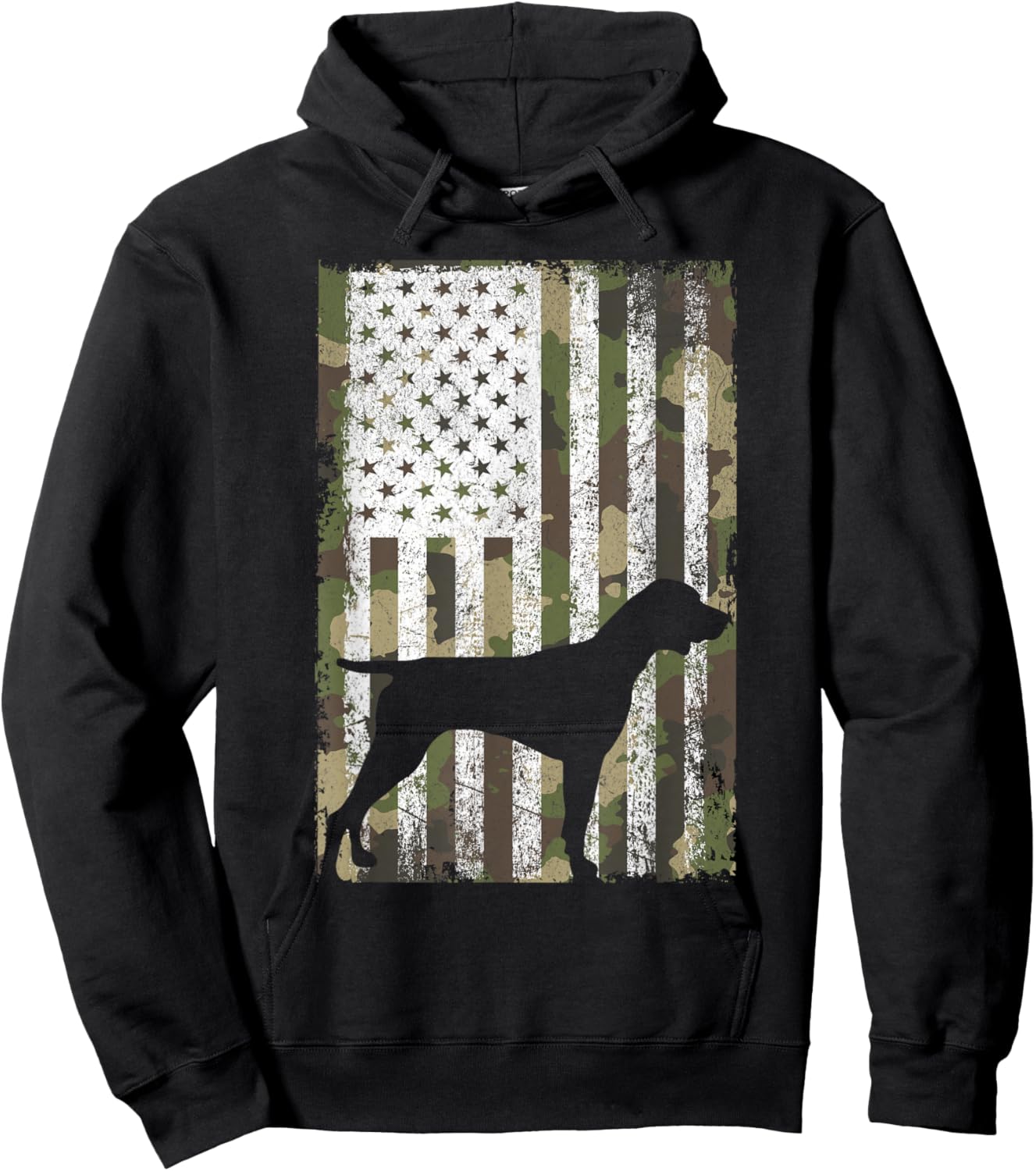 German Shorthaired Pointer Camouflage American Flag GSP Dog Hoodie - Hoodie | Black