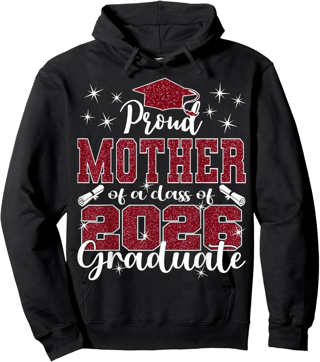 Super Proud Mother of 2026 Graduate Senior Graduation Family Hoodie - Hoodie | Black
