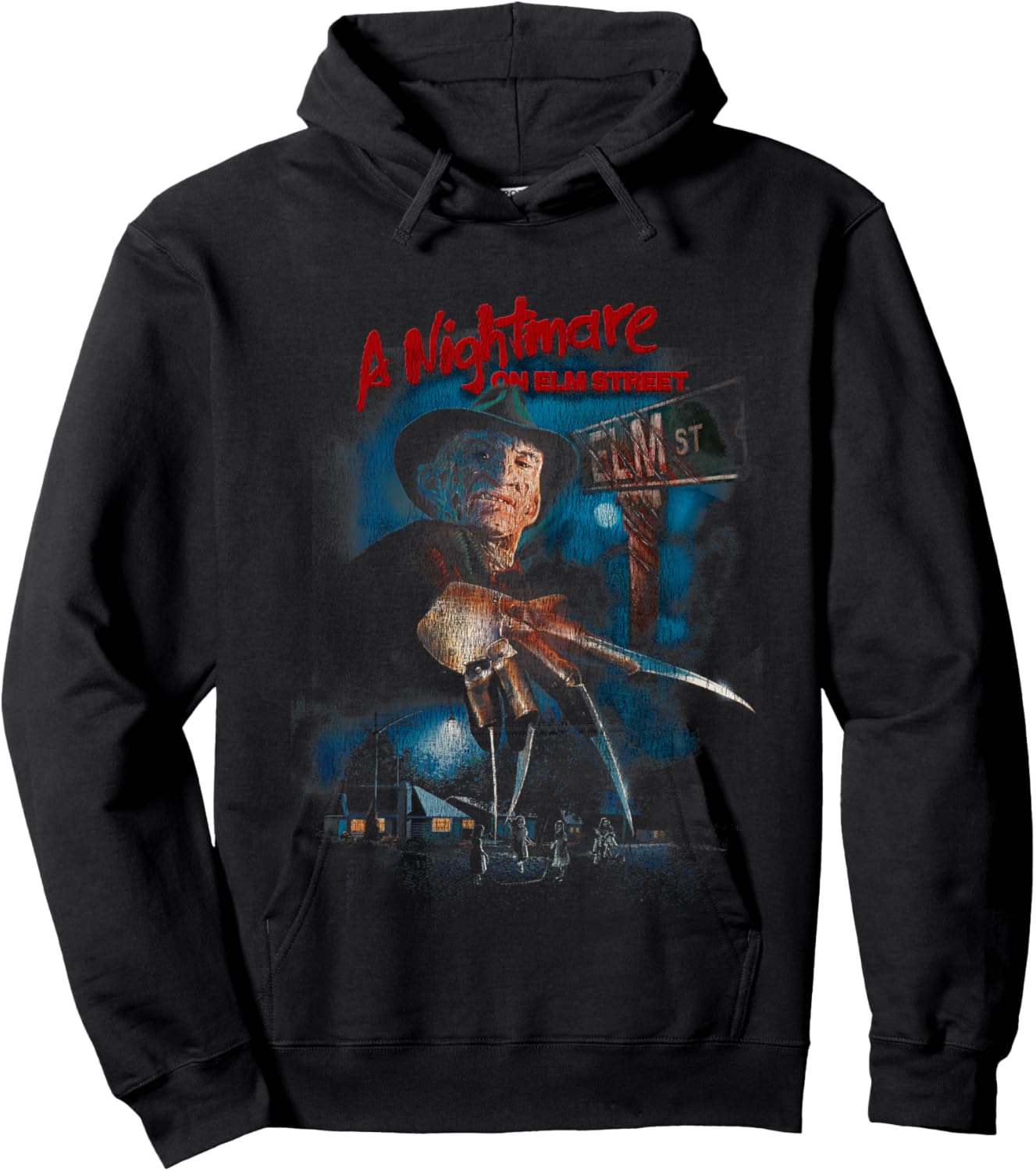 Kids A Nightmare On Elm Street Freddy Poster Fade Hoodie - Hoodie | Black