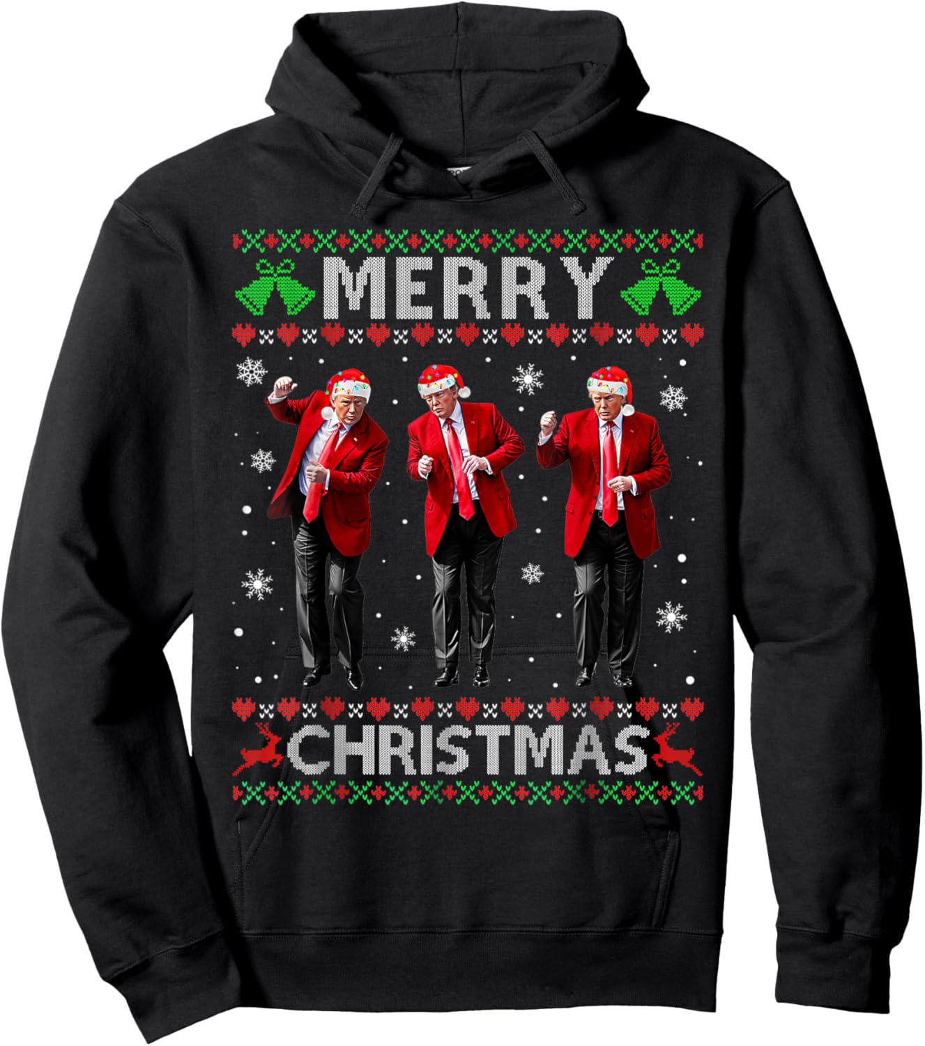 Funny Trump Dance Merry Christmas Ugly Xmas Sweater Pajamas Hoodie - Hoodie | Black