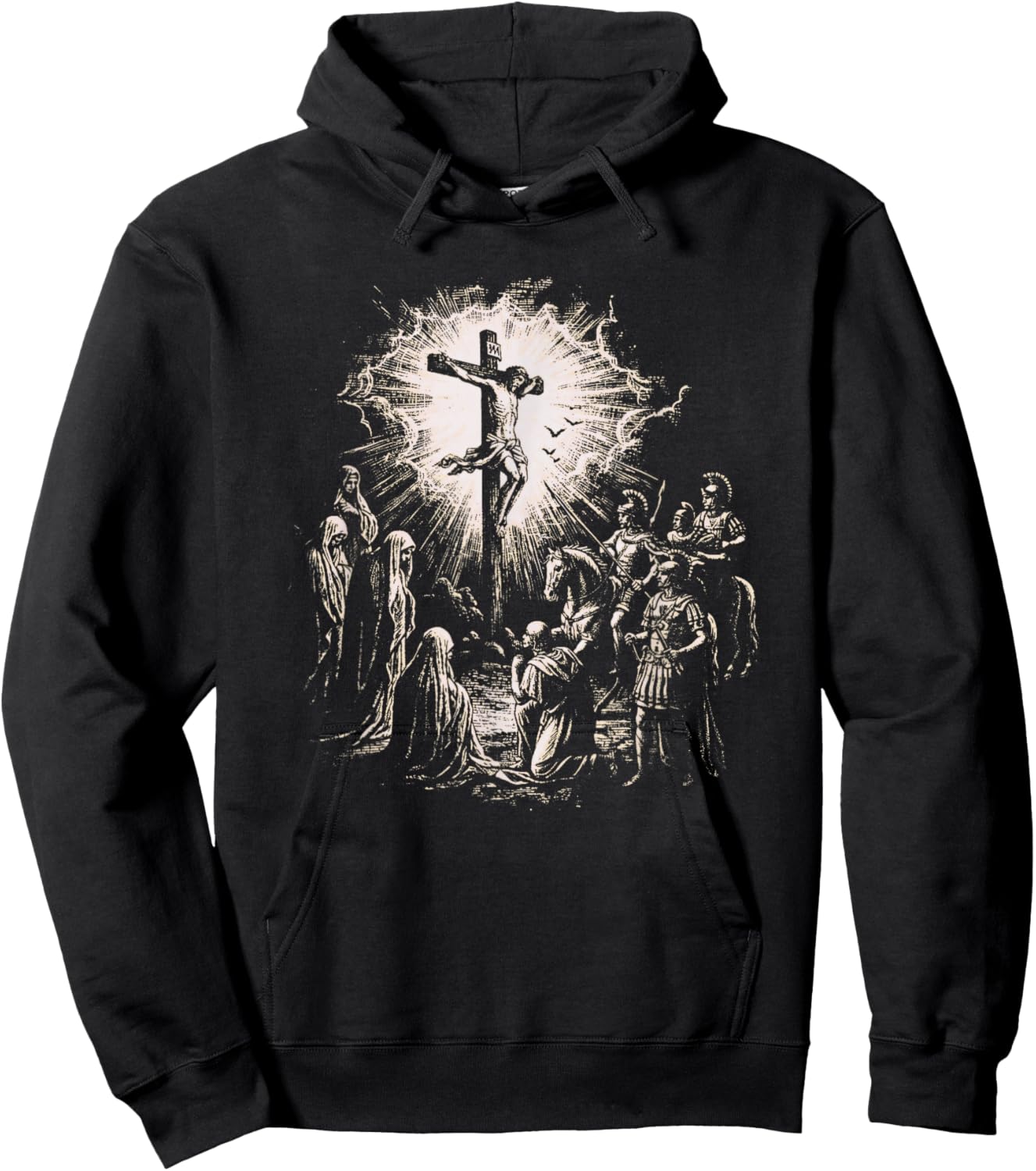 Christian Faith God Lover Religious Jesus Crucifixion Scene Hoodie - Hoodie | Black