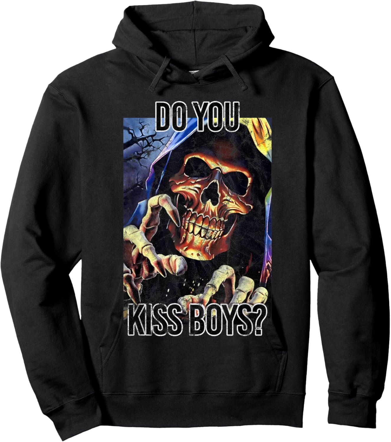 Do You Kiss Boys Skeleton Funny Saying Skull Hoodie - Hoodie | Black