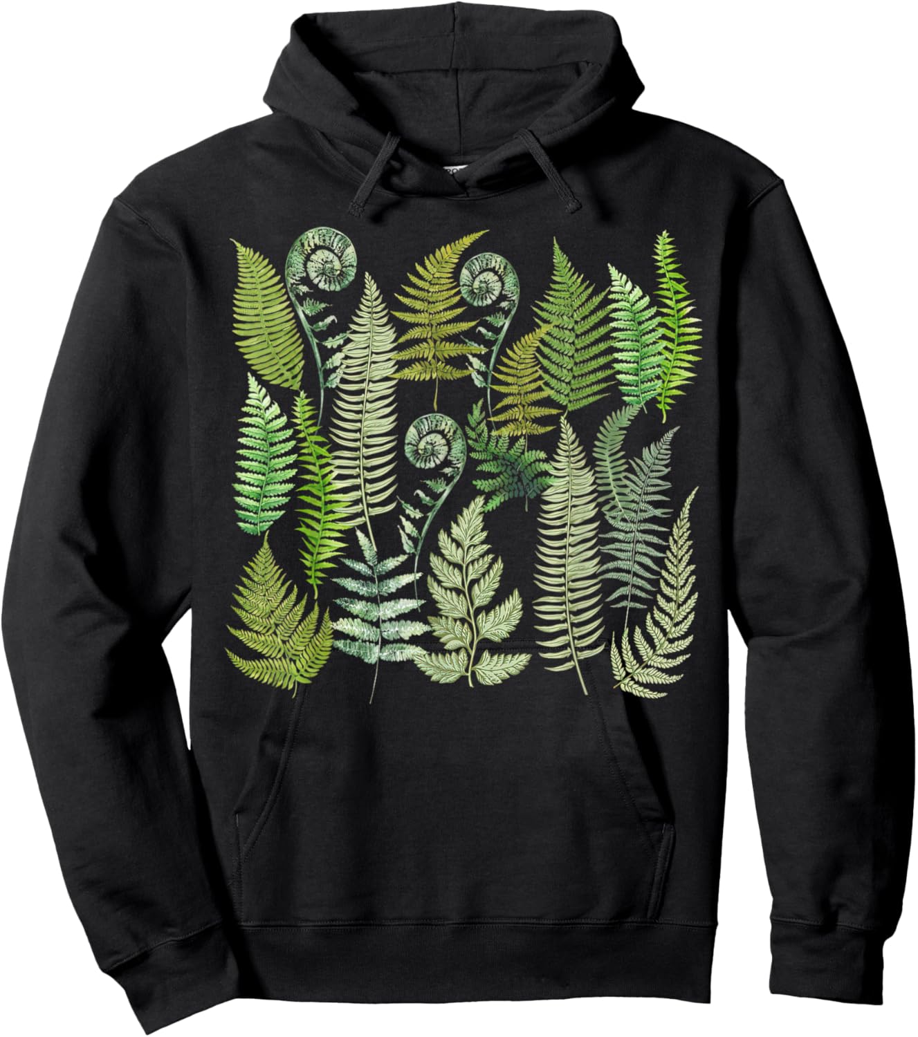 Hawaiian Botanical Fern Leaf Green Plants Botany Ethnobotany Hoodie - Hoodie | Black