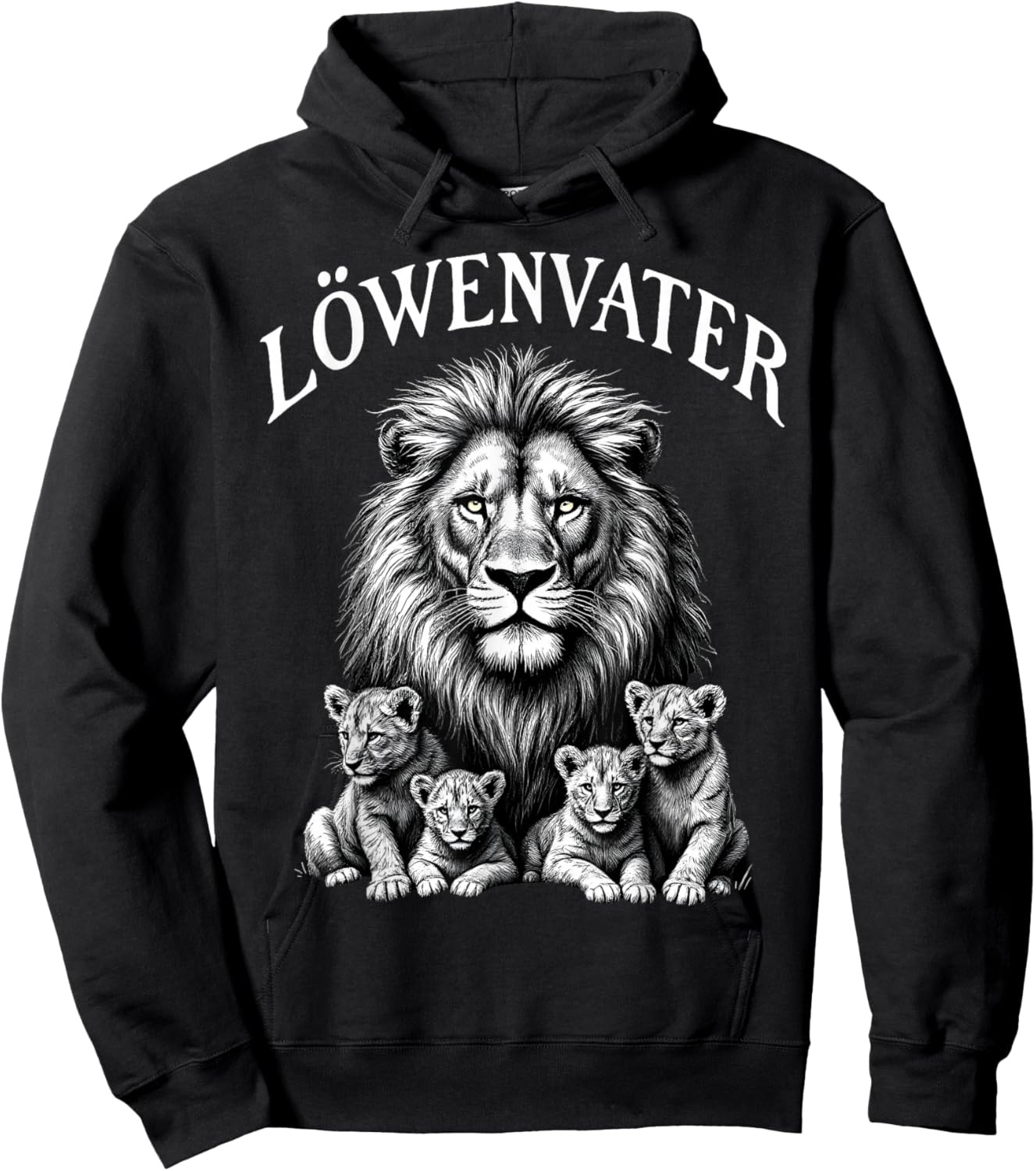 Papa von 4 Kindern Vierfacher Löwen Papa Löwe Löwenvater Hoodie - Hoodie | Black