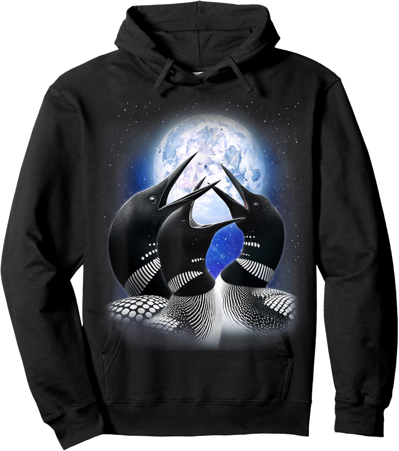 3 Common Loon Howling At The Moon Funny Birdwatcher Birder Hoodie - Hoodie | Black