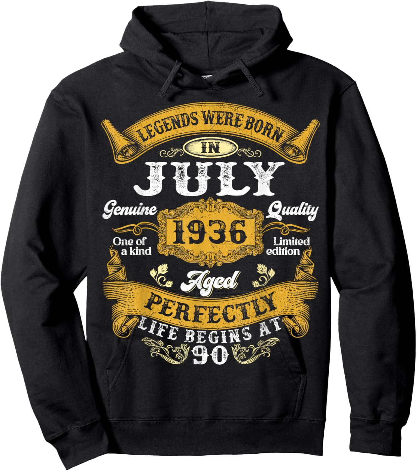 Legends were Born in July 1936 Retro 90th Birthday Men Dad Hoodie - Hoodie | Black