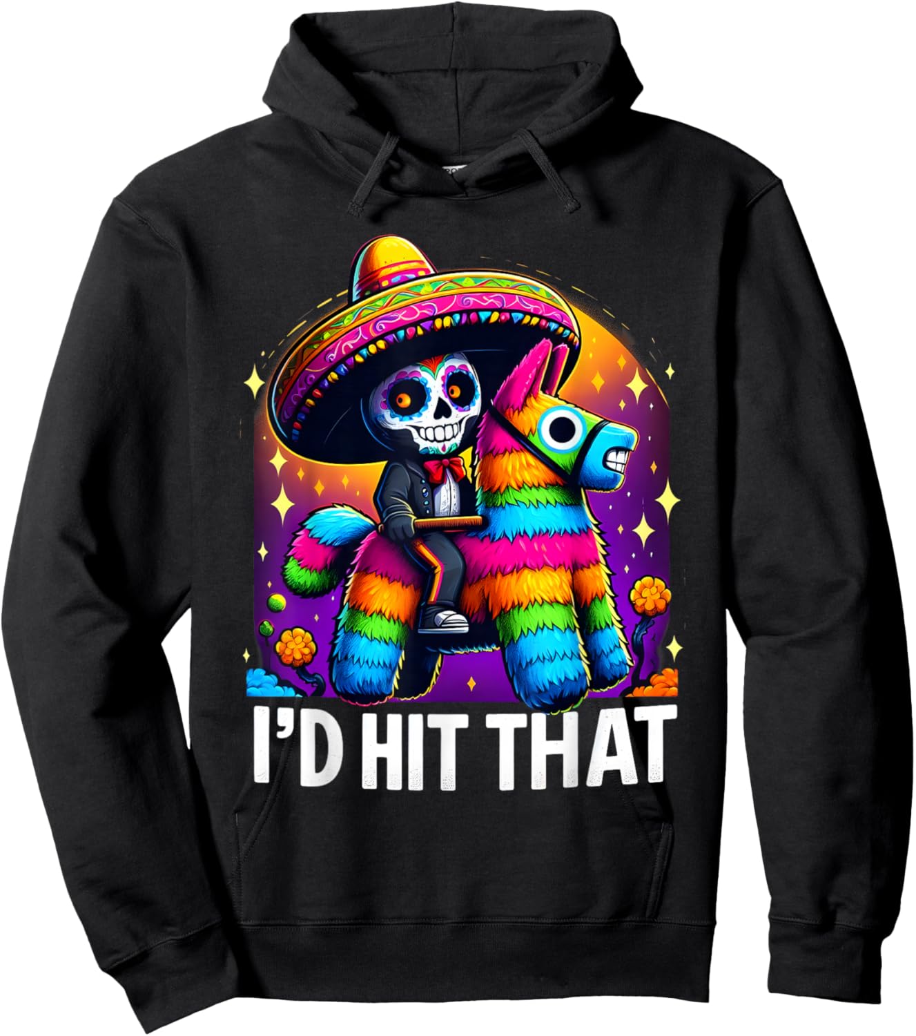 Cinco de Mayo Party Funny Mexican Party Pinatas I'd Hit That Hoodie - Hoodie | Black