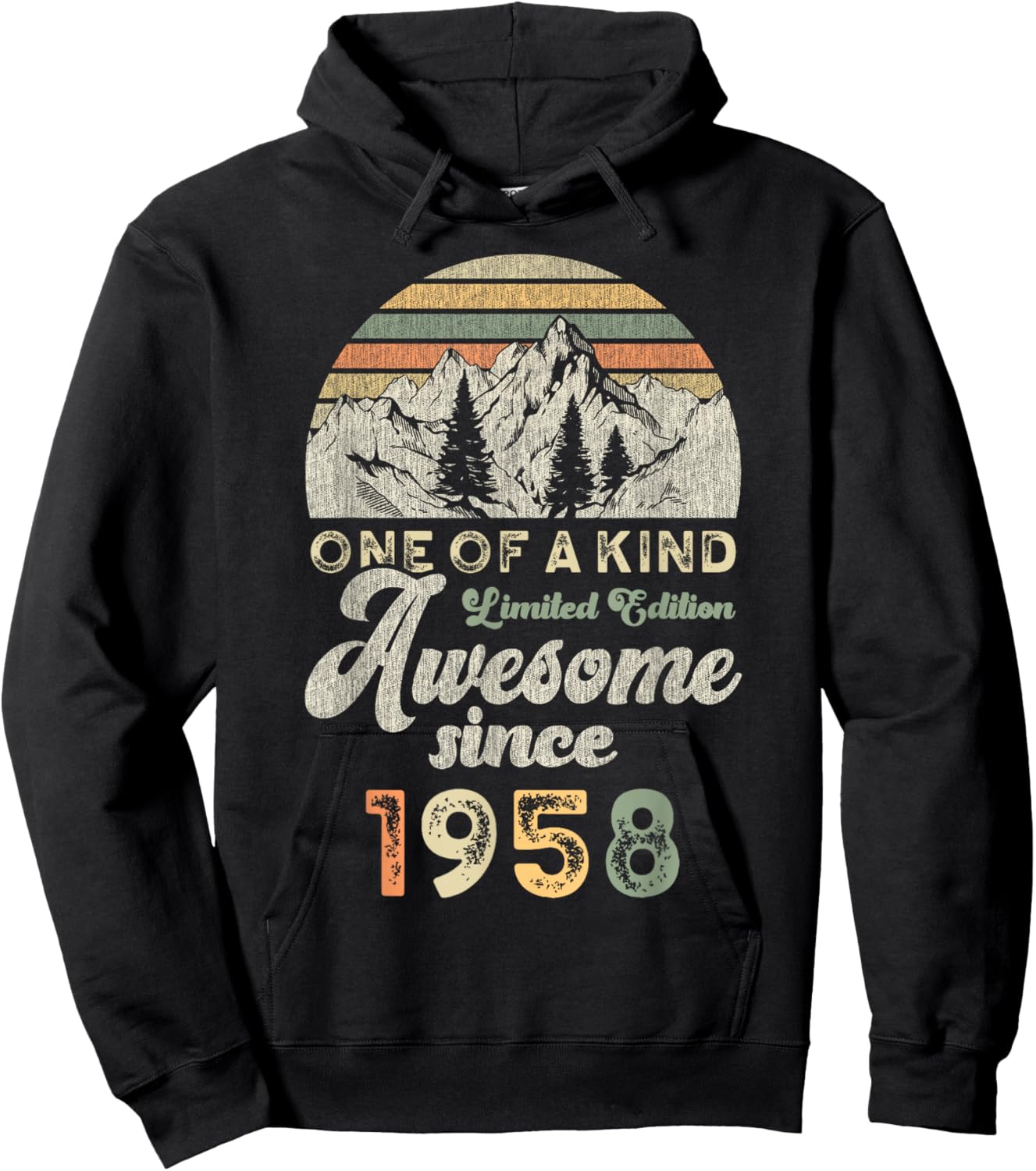 Awesome Since 1958 Birthday 67 Years Mountains Hoodie - Hoodie | Black