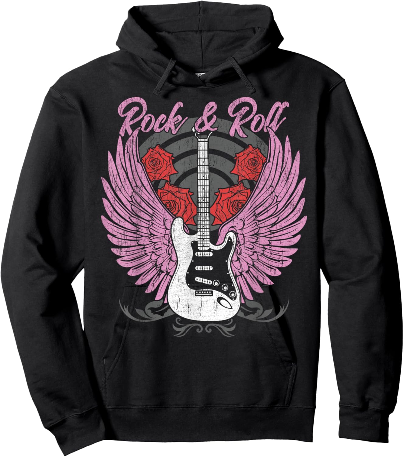 Rock and Roll Guitar Vintage ROCK Women Music Hoodie - Hoodie | Black