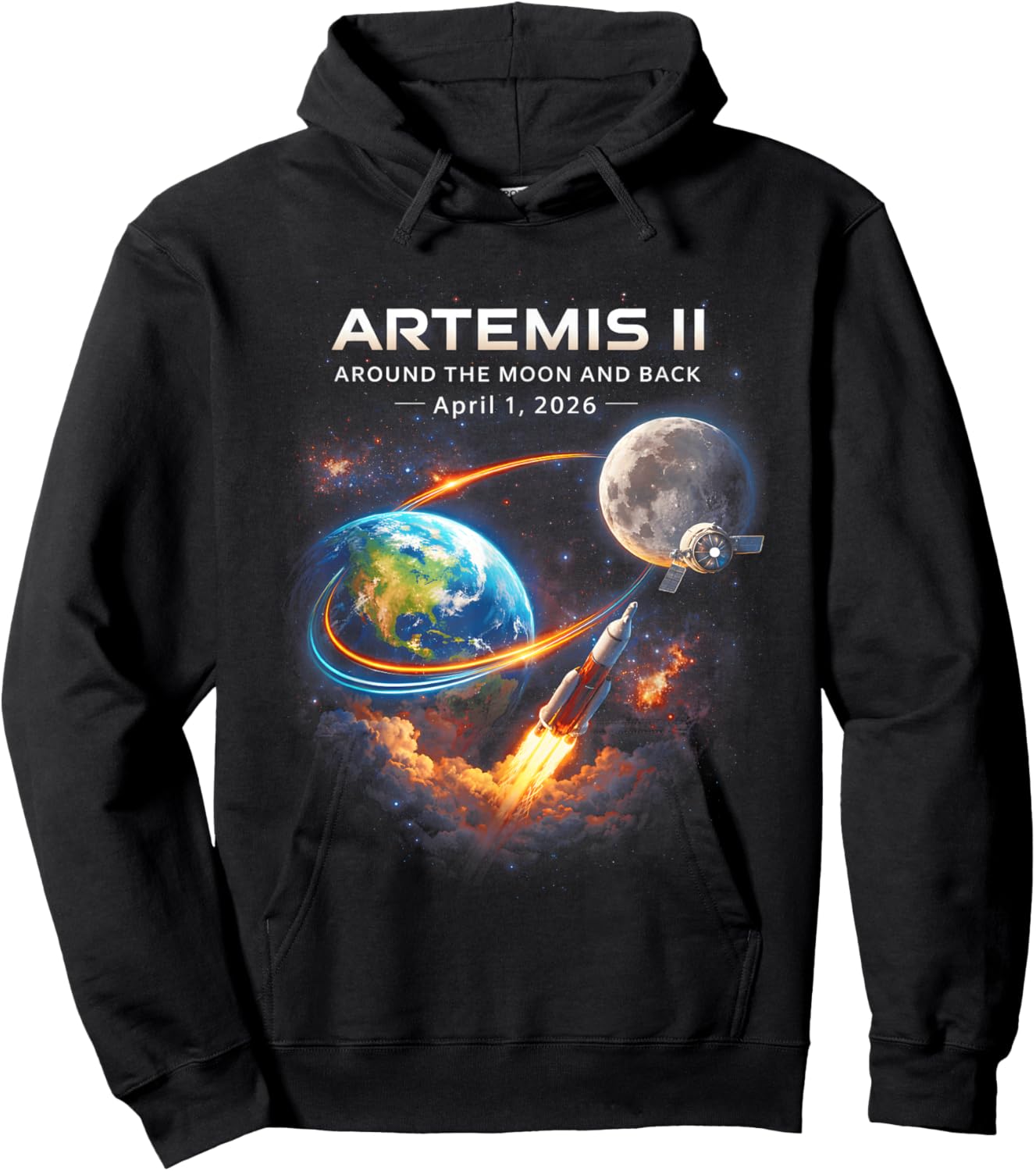 Artemis II Rocket Space Launch Back to The Moon Mission 2026 Hoodie - Hoodie | Black